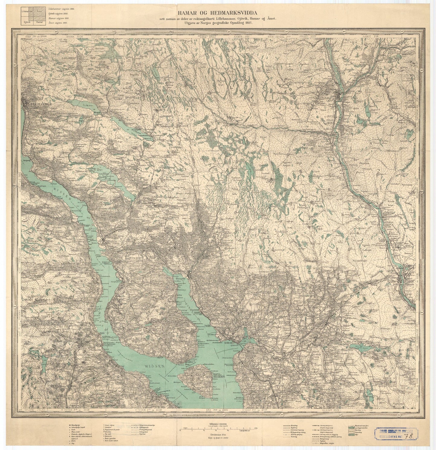 Hedemarkens amt nr 78: Kart over Hamar og Hedemarksvidda: Hedmark