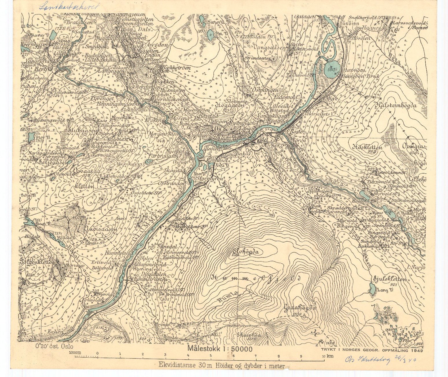 Hedemarkens amt nr 79: Orienteringskartet over Os i østerdal: Hedmark