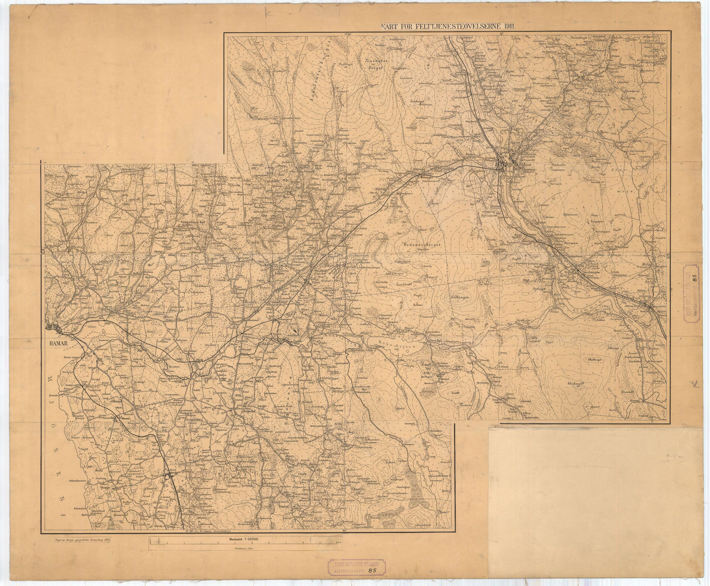 Hedemarkens amt nr 85-1: Kart for felttjenesteøvelsene: Hedmark