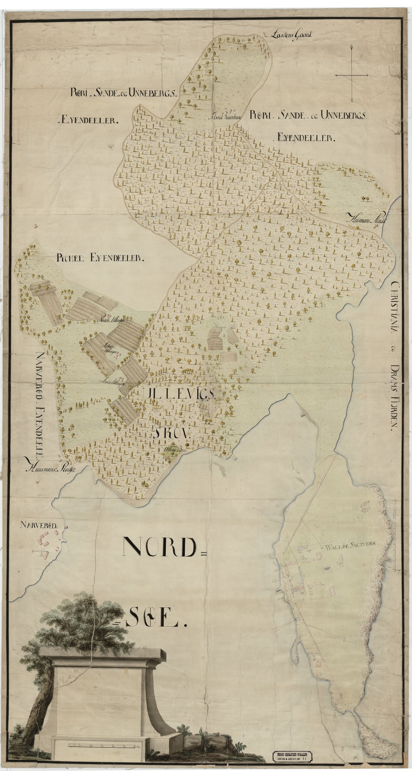 Jarlsberg og Larviks amt nr 11: Kart over Vallø Saltverk med Omegn: Vestfold