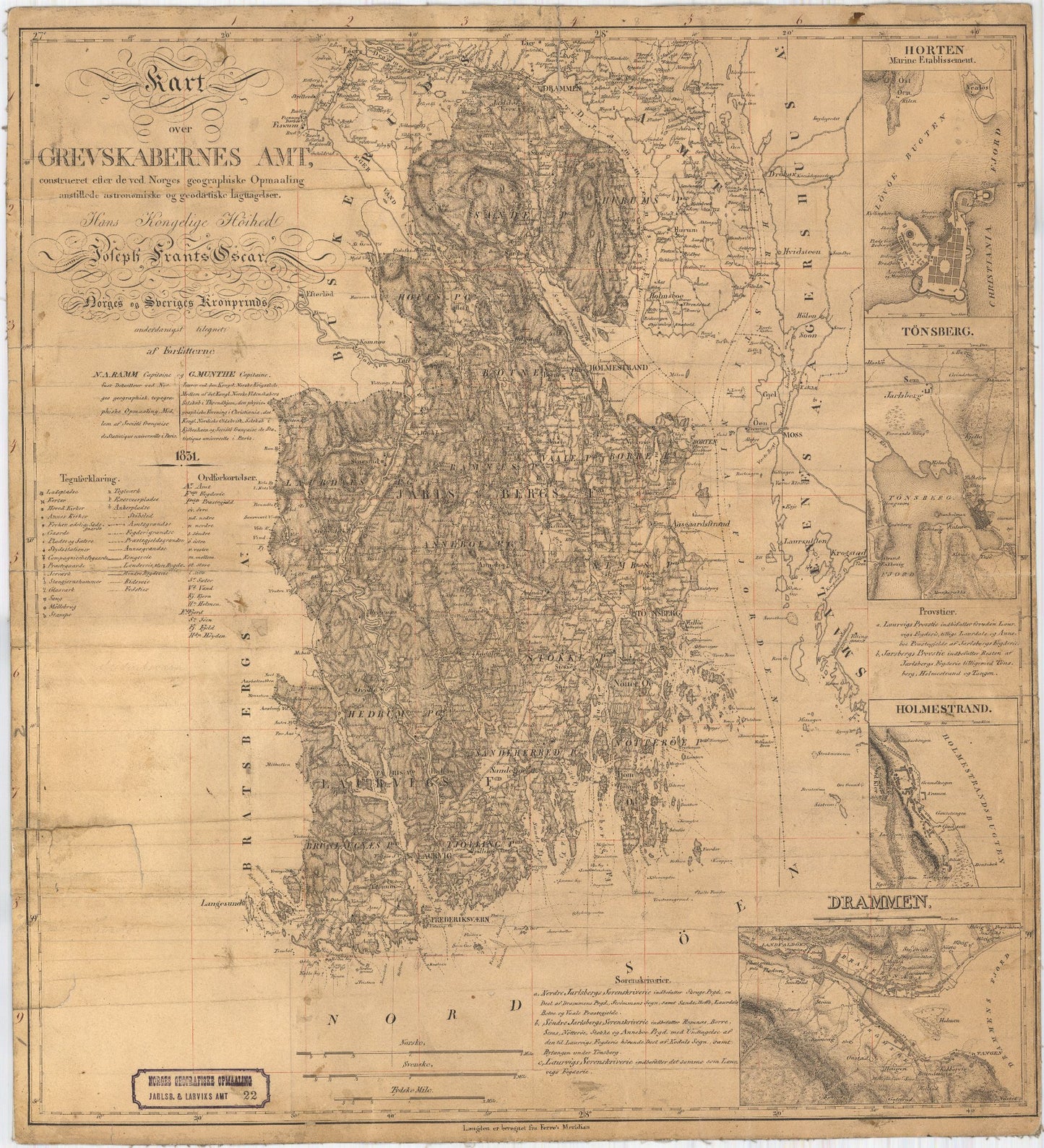 Jarlsberg-og-Larviks-amt nr 22: Kart over Grevskabernes Amt: Vestfold