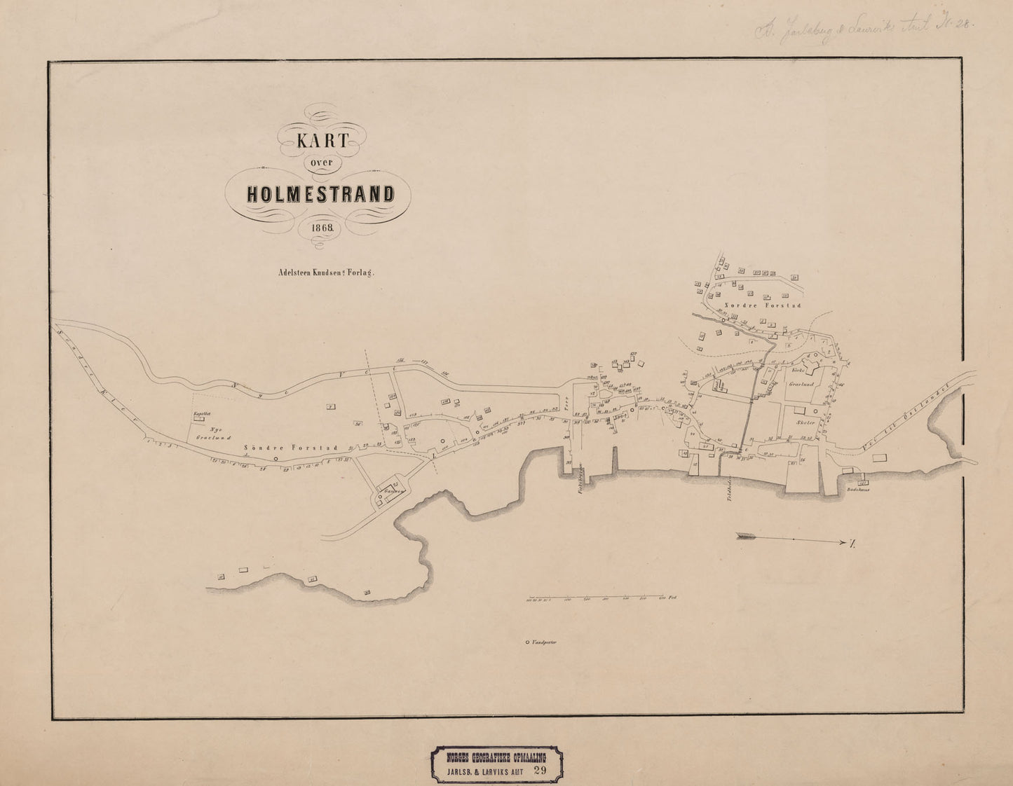 Jarlsberg og Larviks amt nr 29: Kart over Holmestrand: Vestfold