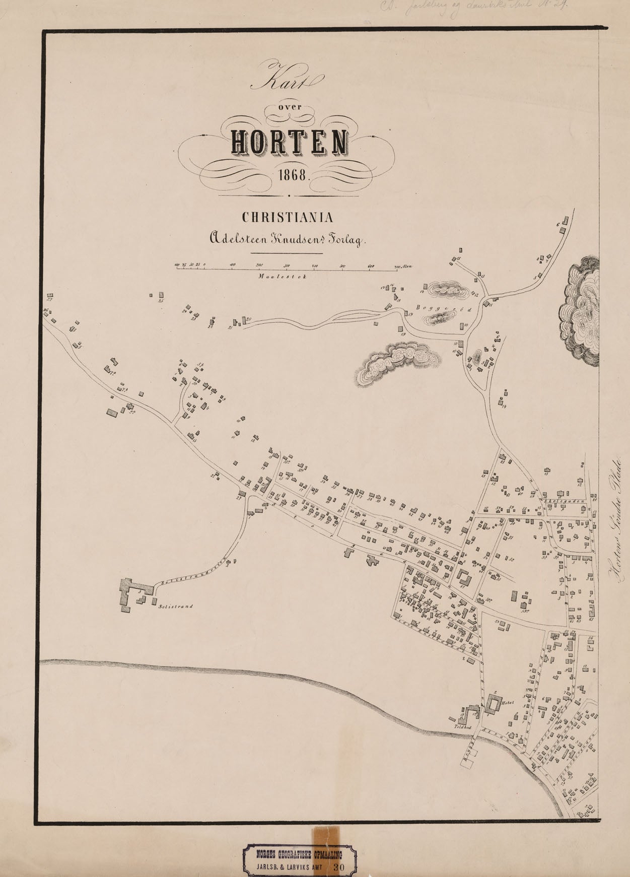 Jarlsberg og Larviks amt nr 30 vest: Kart over Horten (vest): Vestfold