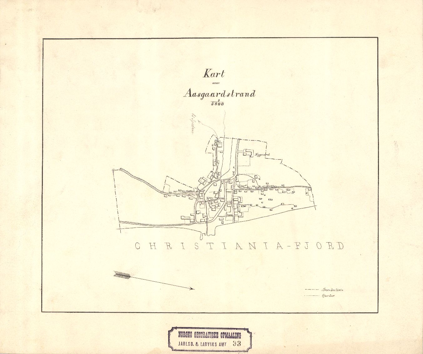 Jarlsberg-og-Larviks-amt nr 33: Kart over Aasgaardstrand: Vestfold