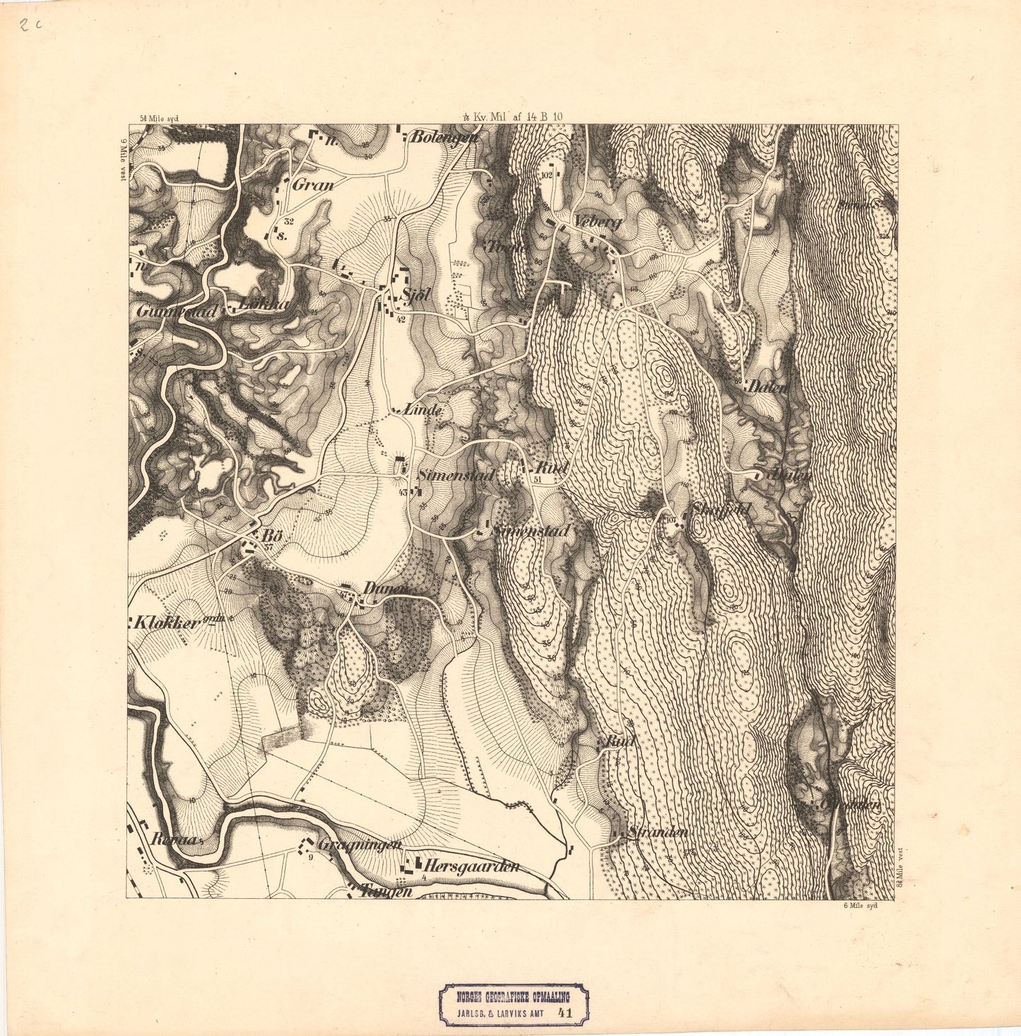 Jarlsberg og Larviks amt nr 41-2c: Krigsspillkart over en Del af Sande Sogn: Vestfold