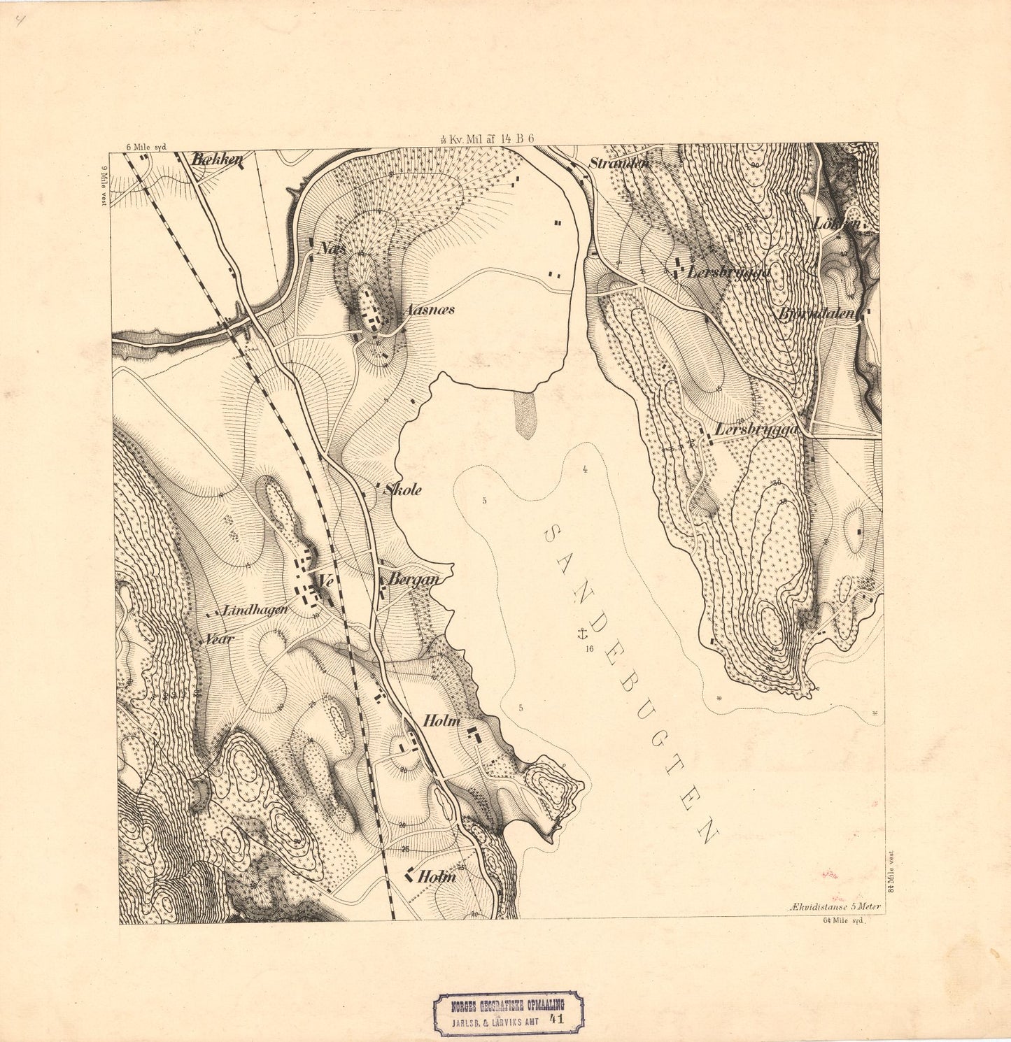 Jarlsberg og Larviks amt nr 41-4: Krigsspillkart over en Del af Sande Sogn: Vestfold