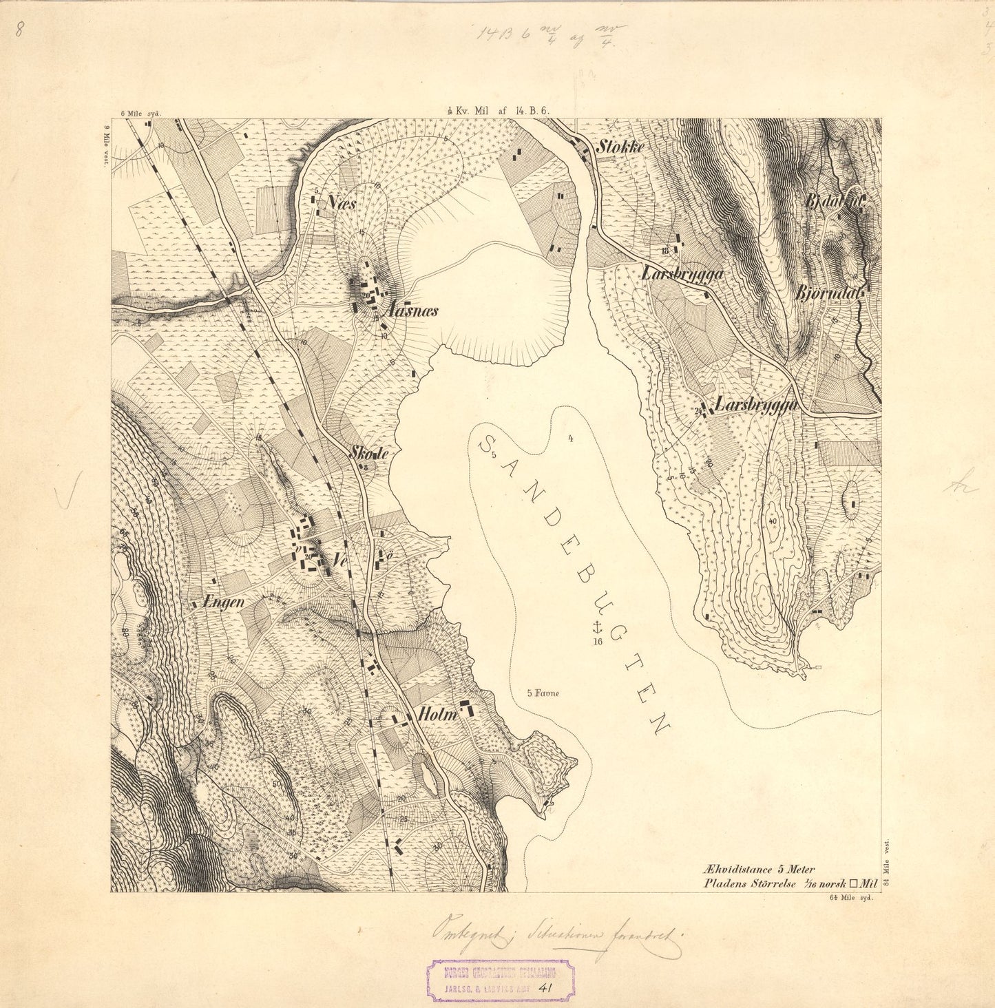 Jarlsberg og Larviks amt nr 41-8: Krigsspillkart over en Del af Sande Sogn: Vestfold