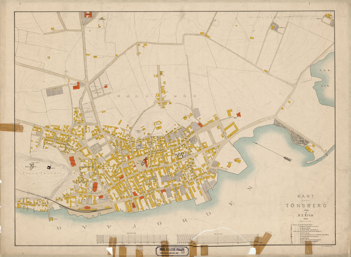 Jarlsberg og Larviks amt nr 43: Kart over Tønsberg: Vestfold