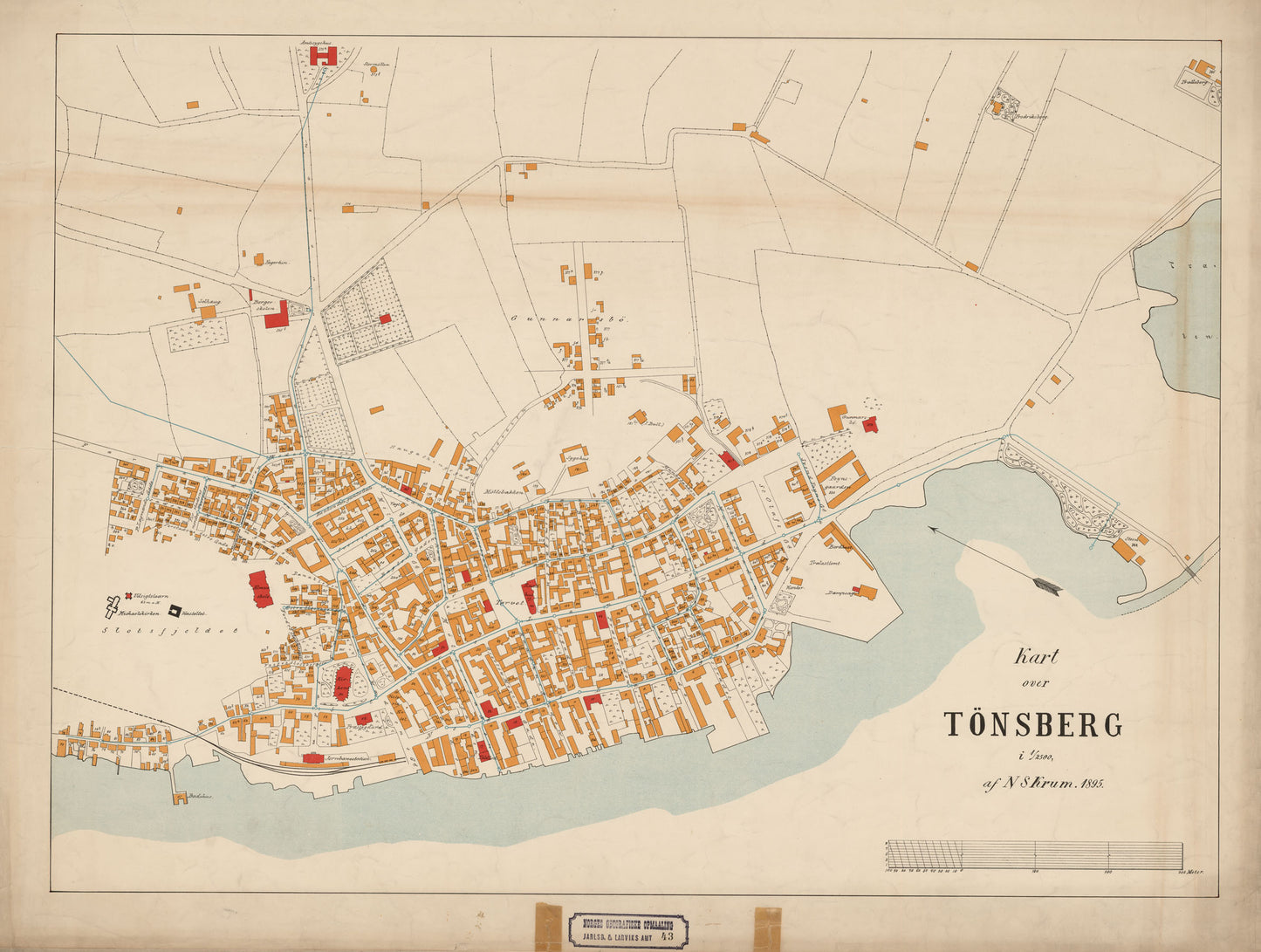 Jarlsberg og Larviks amt nr 43: Kart over Tønsberg: Vestfold