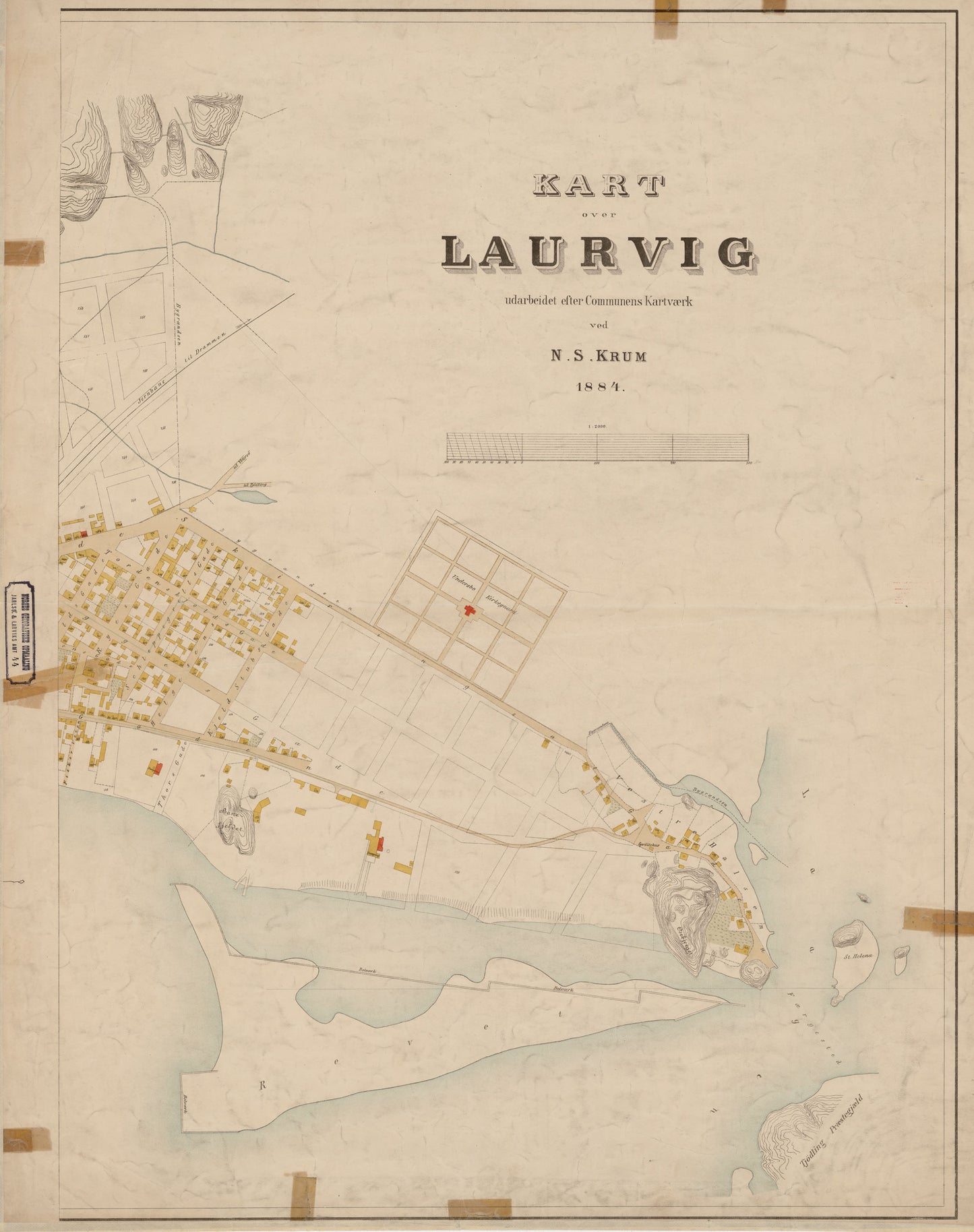 Jarlsberg og Larviks amt nr 44 øst: Kart over Laurvig (øst): Vestfold
