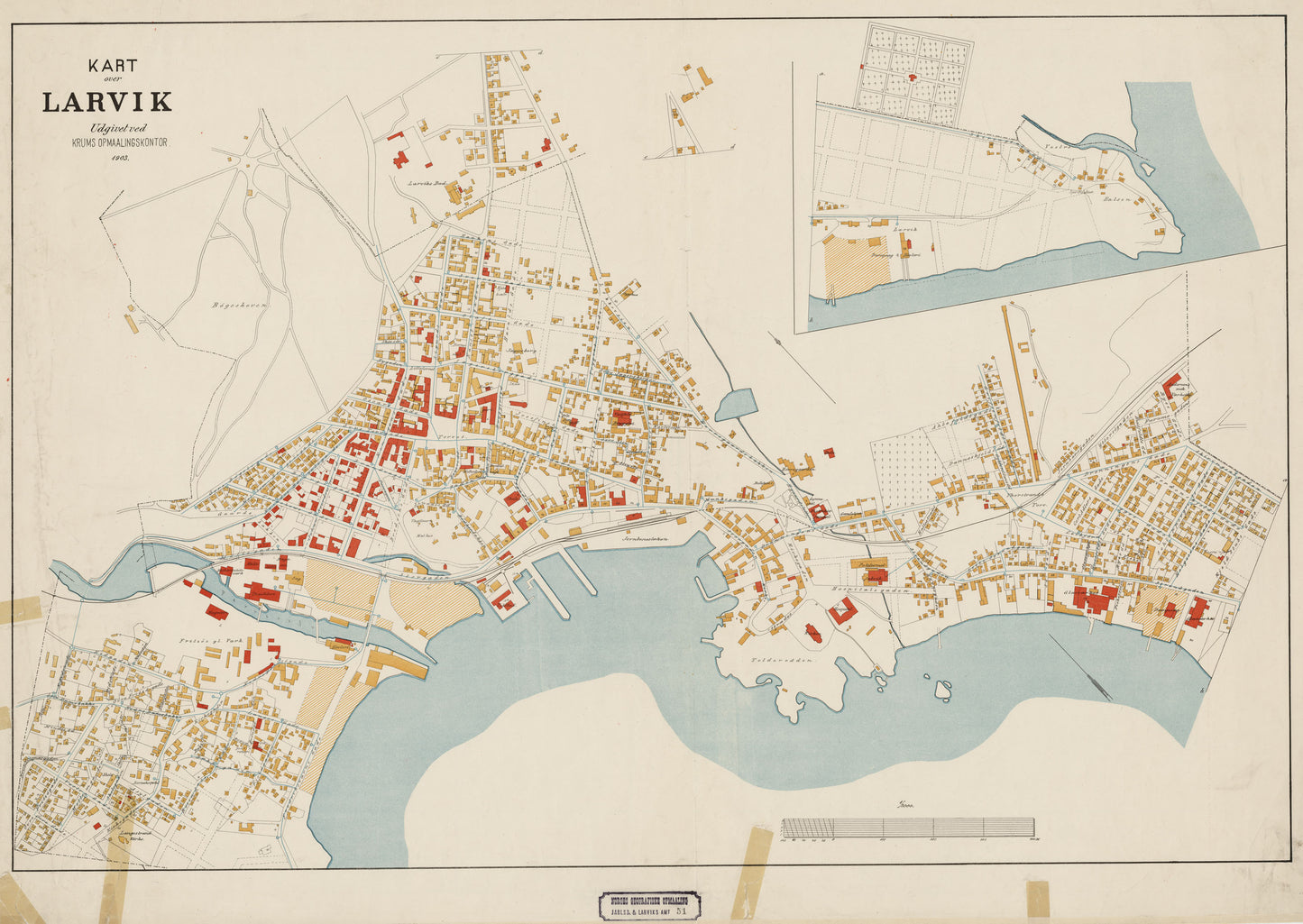 Jarlsberg og Larviks amt nr 51: Kart over Larvik: Vestfold