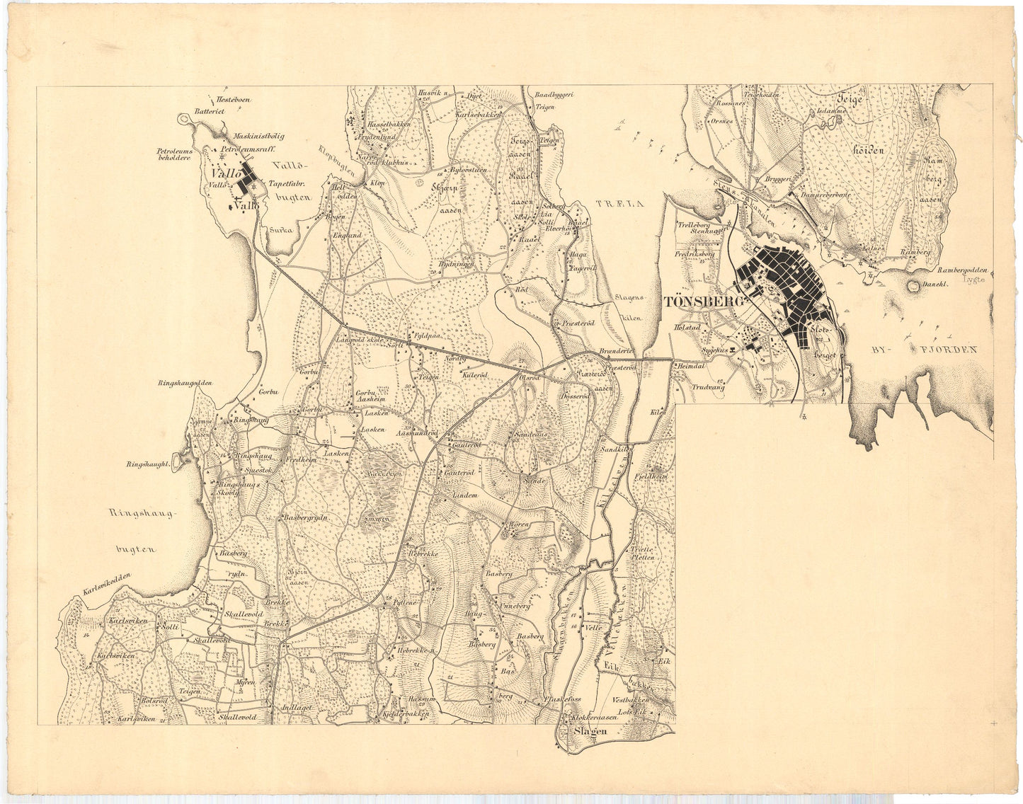 Jarlsberg-og-Larviks-amt nr 71-2: Krigsspillkart for Tönsberg befestninger: Vestfold