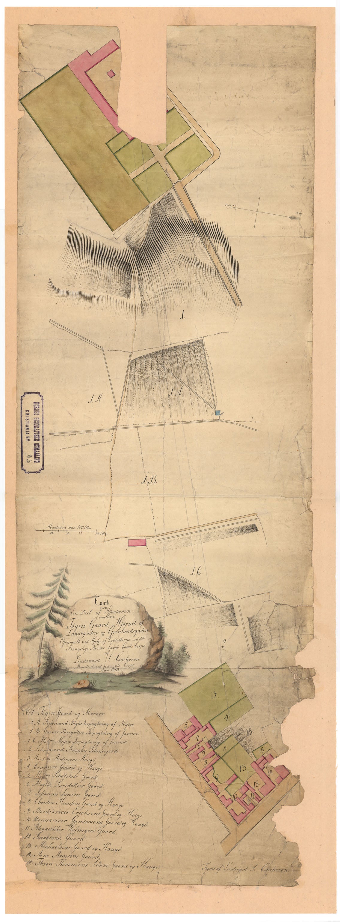 Kristiania amt nr Cart over en Deel af Situationen imellem Tøyen Gaard og Hjørnet af Lakkegaden og Grønlandsgaden: Oslo