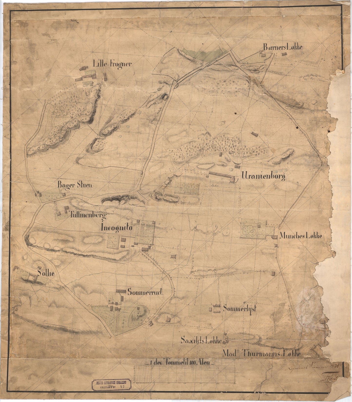 Kristiania amt nr Kart over en Deel af Egnen omkring Uranienborg: Oslo