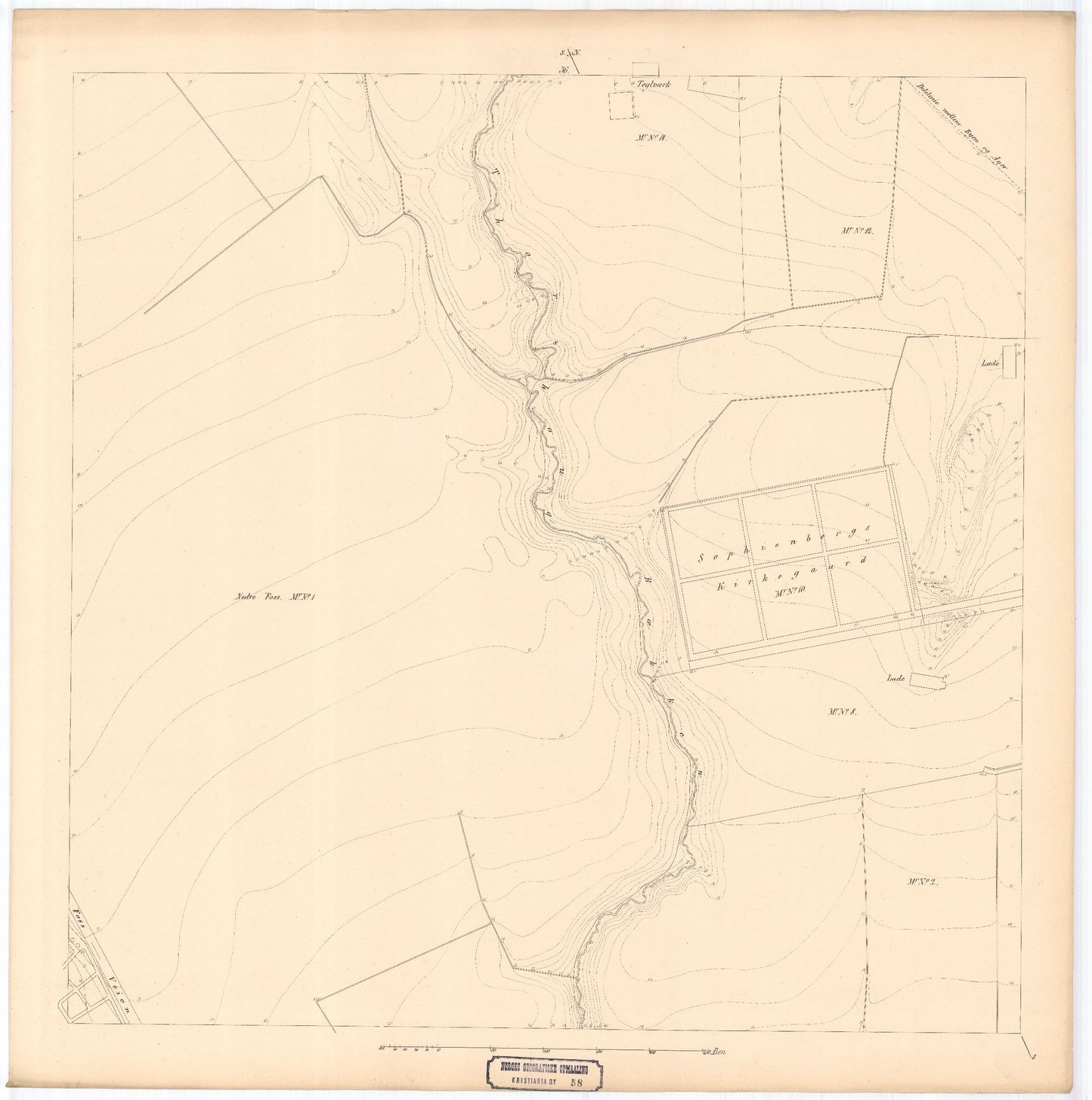Kristiania amt nr 58: Detailkart over Christiania efter Kommunebestyrelsens Foranstaltning trigonometrisk og geometrisk opmaalt: Oslo
