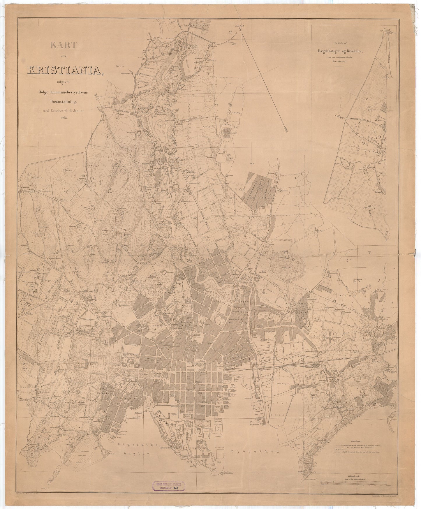 Kristiania amt nr 63: Kart over Kristiania: Oslo