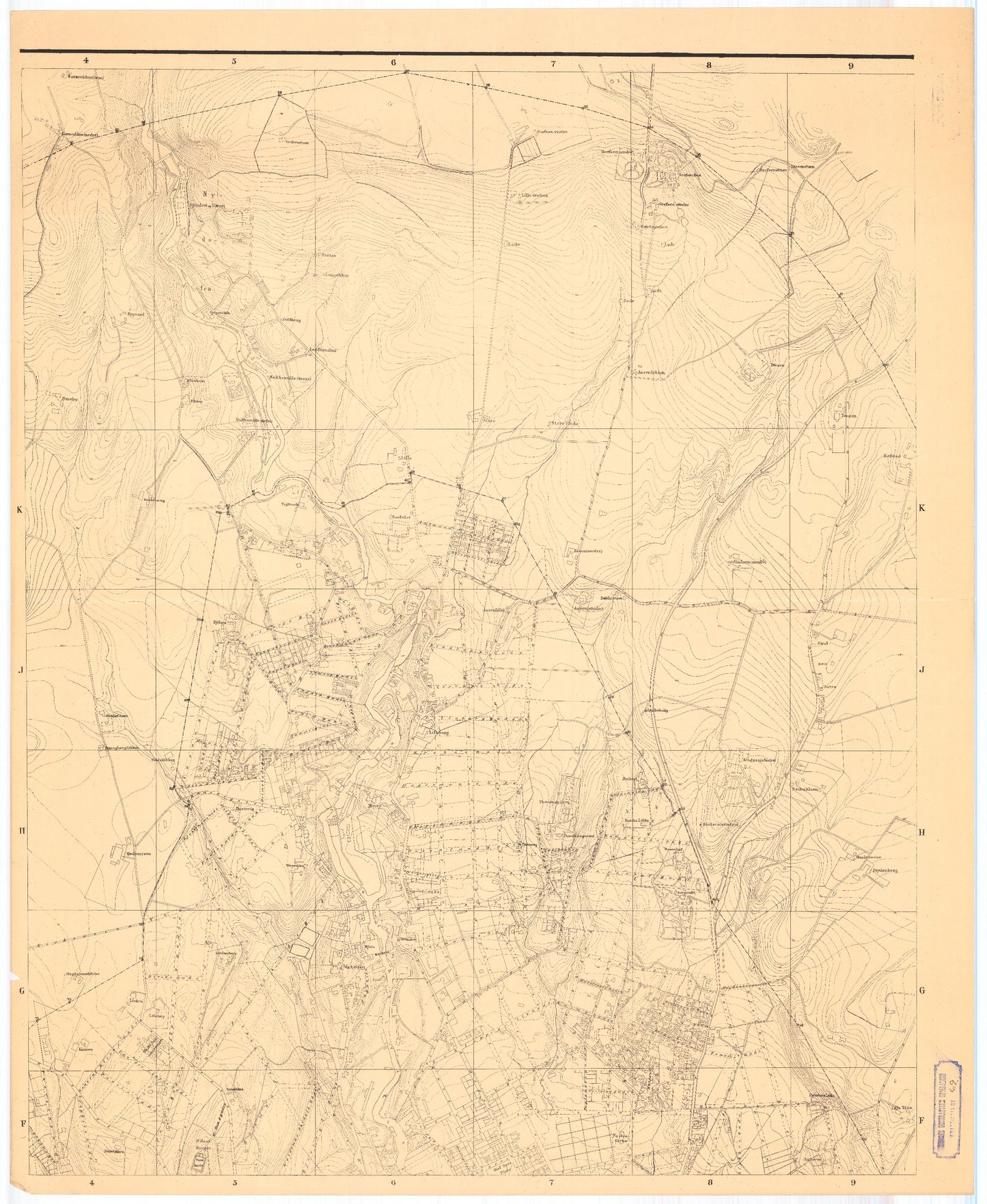 Kristiania amt nr 69: Kart over Kristiania med det Kristiania Bygningslov underlagte Bælte af Aker: Oslo