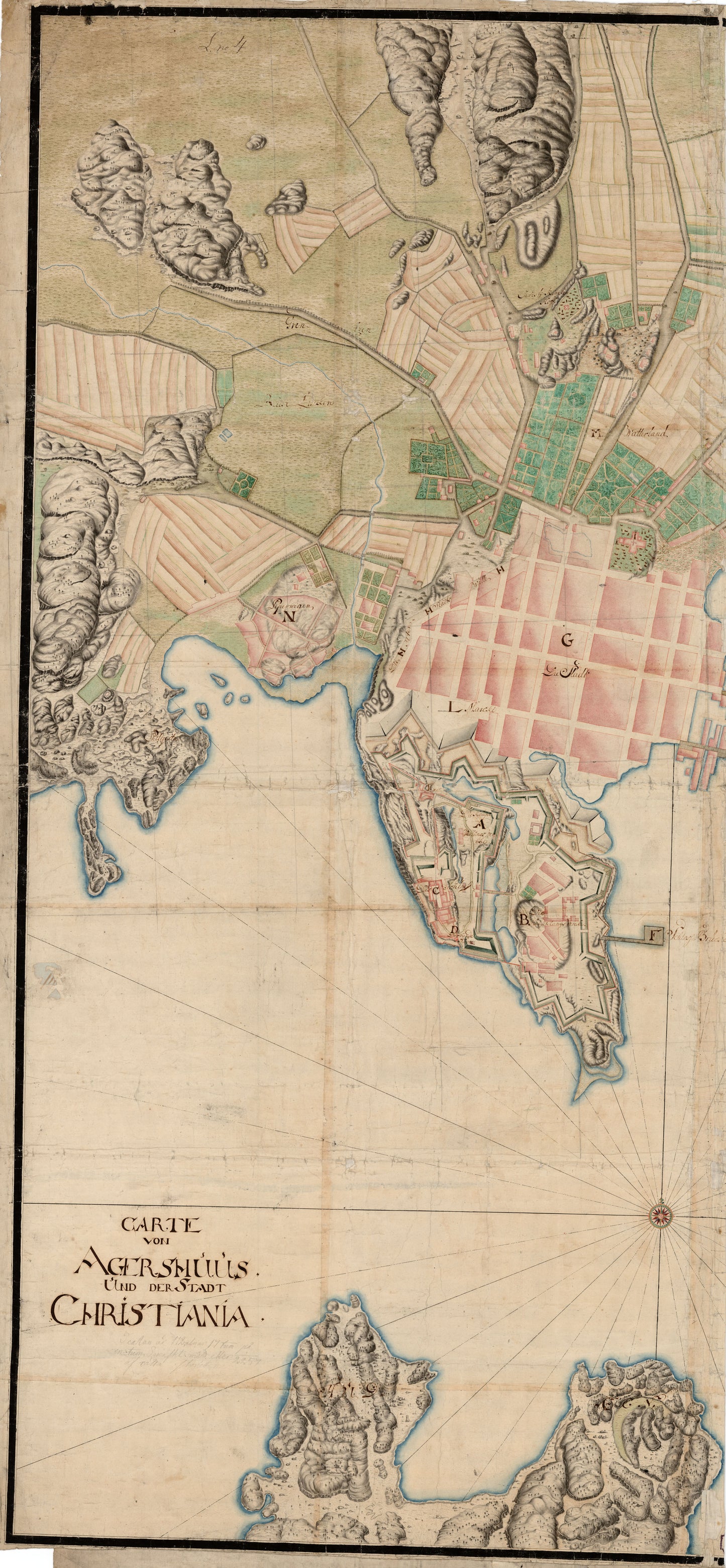 Kristiania nr 7 vest: Carte von Agershuus und der Stadt Christiania (vest): Oslo