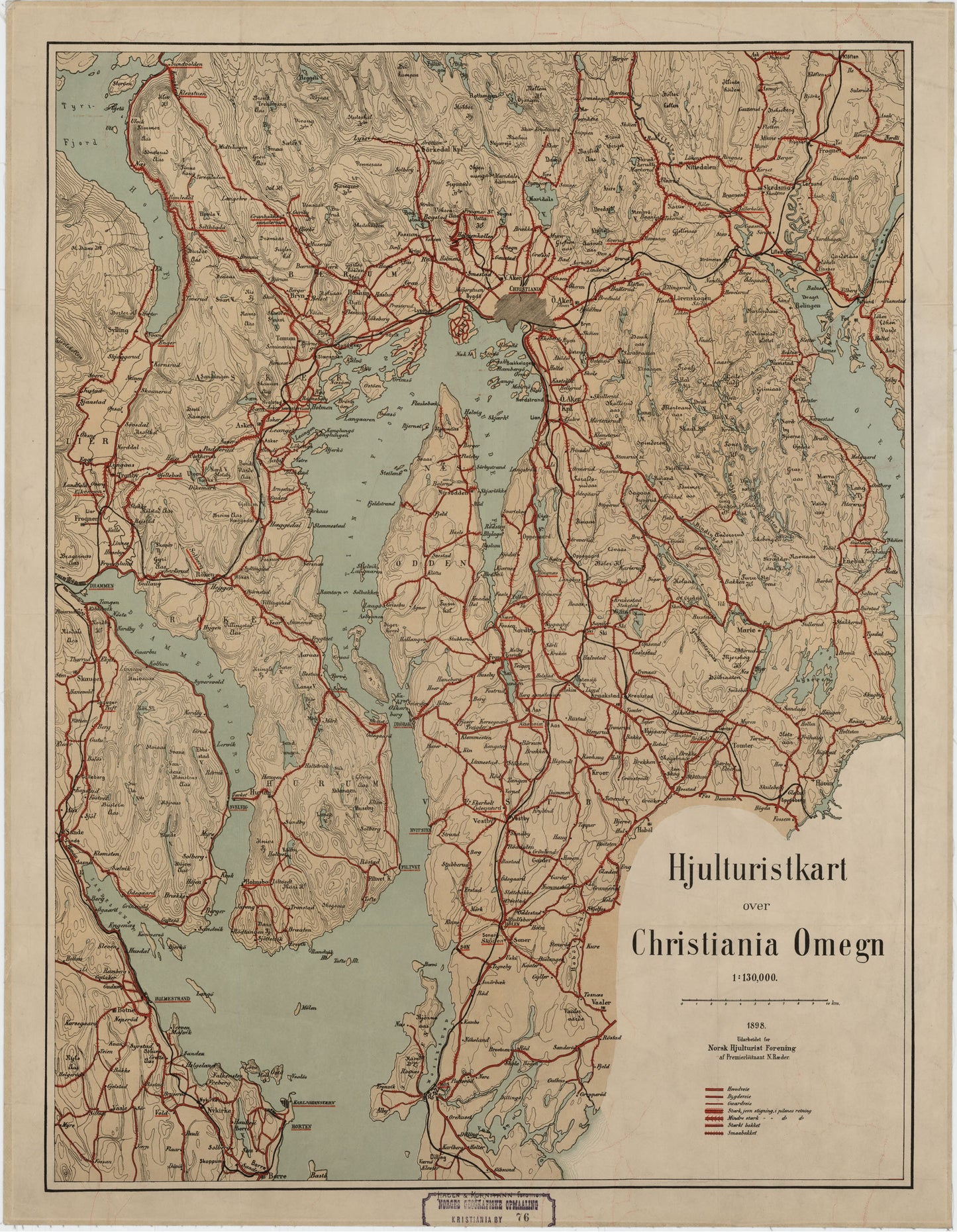 Kristiania nr 76: Hjulturistkart over Kristiania Omegn: Oslo