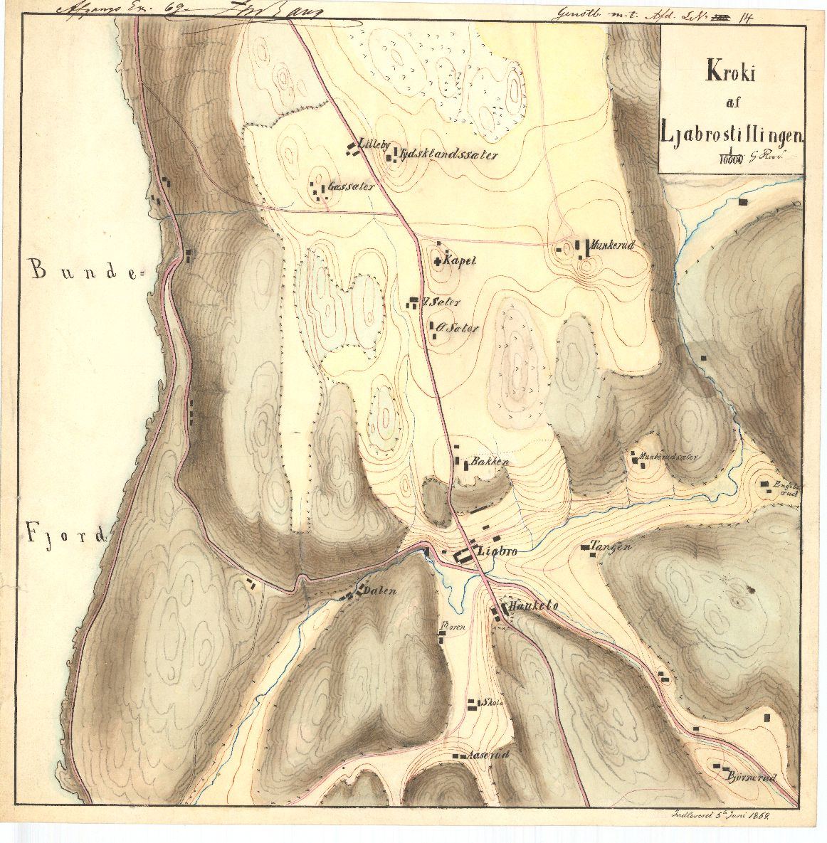 Kristiania amt nr 94-2: Rekognoseringer utført av høyskoleelever; Kroki af Ljabrostillingen: Oslo