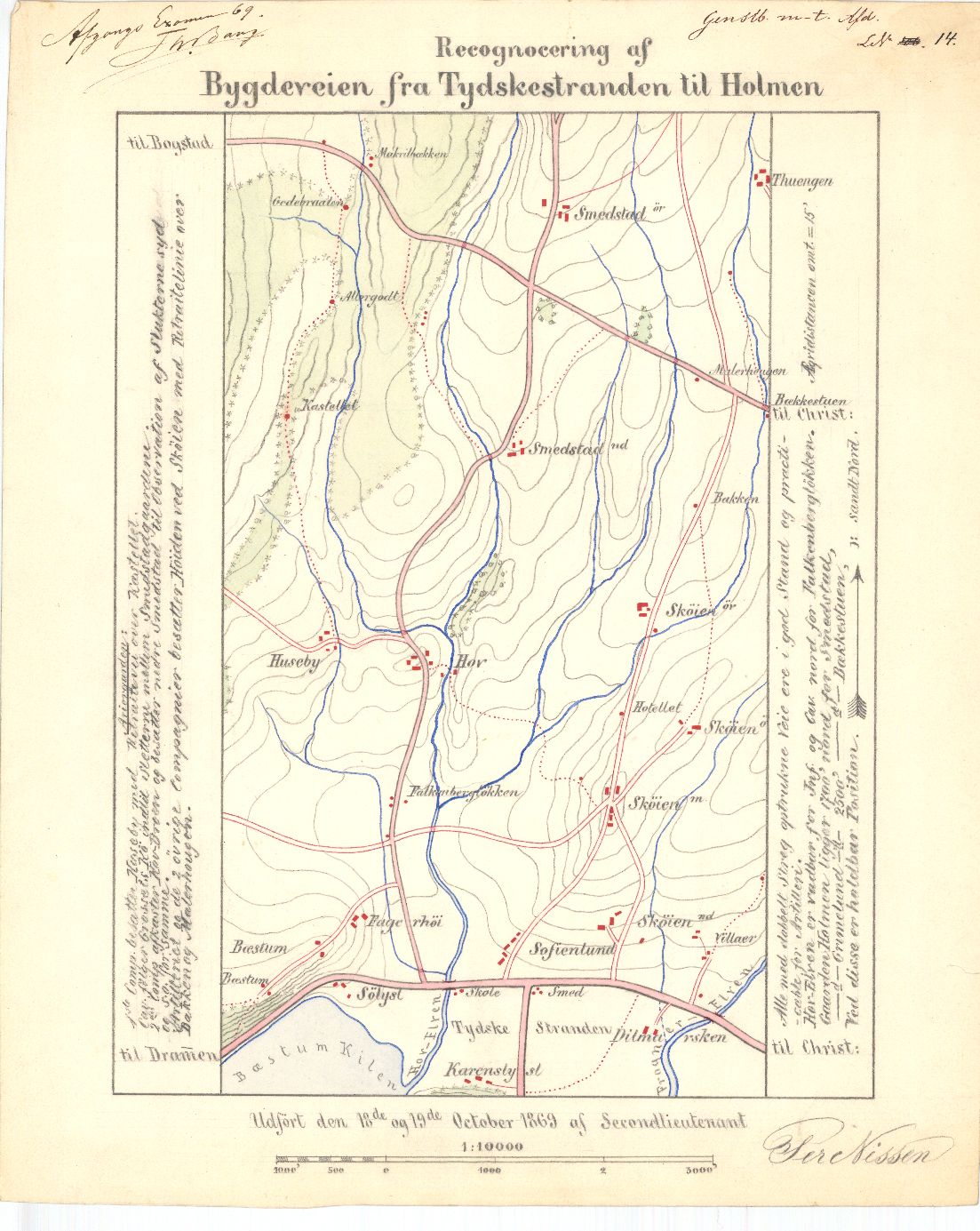 Kristiania amt nr 94-3: Rekognoseringer utført av høyskoleelever; Bygdeveien fra Tydskestranden til Holmen: Oslo