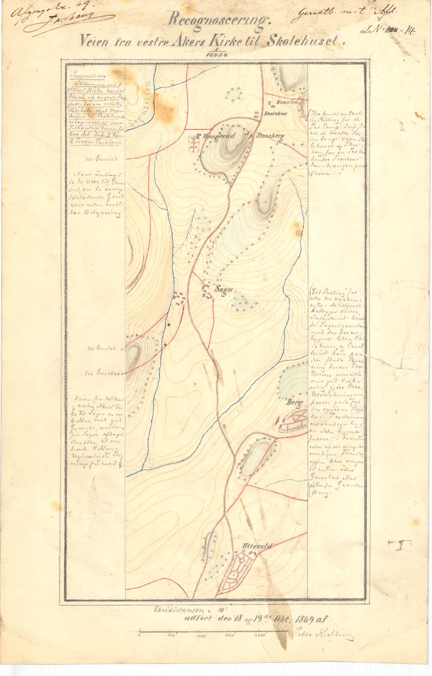 Kristiania amt nr 94-4: Rekognoseringer utført av høyskoleelever; Veien fra Vester Akers Kirke til Skolehuset: Oslo