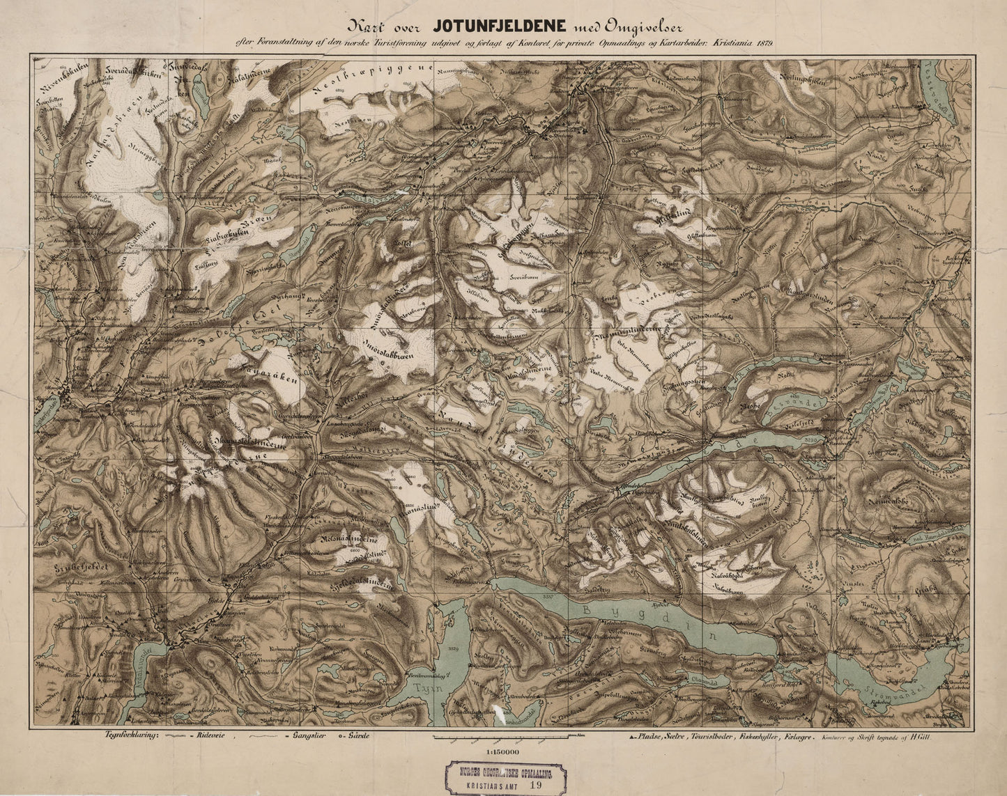 Kristians amt nr 19: Kart over Jotunfjeldene med Omgivelser: Oppland