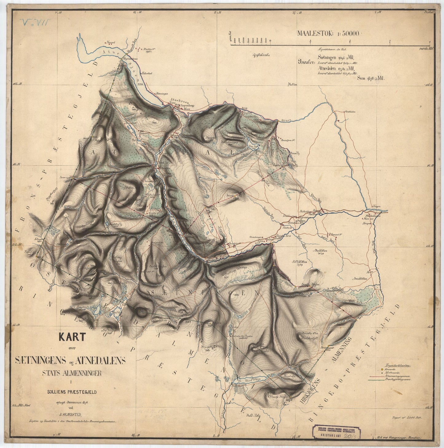 Kristians-amt nr 20-5: Kart over Sætningens og Atnedalens Stats Almenninger i Solliens Præstgjæld: Oppland