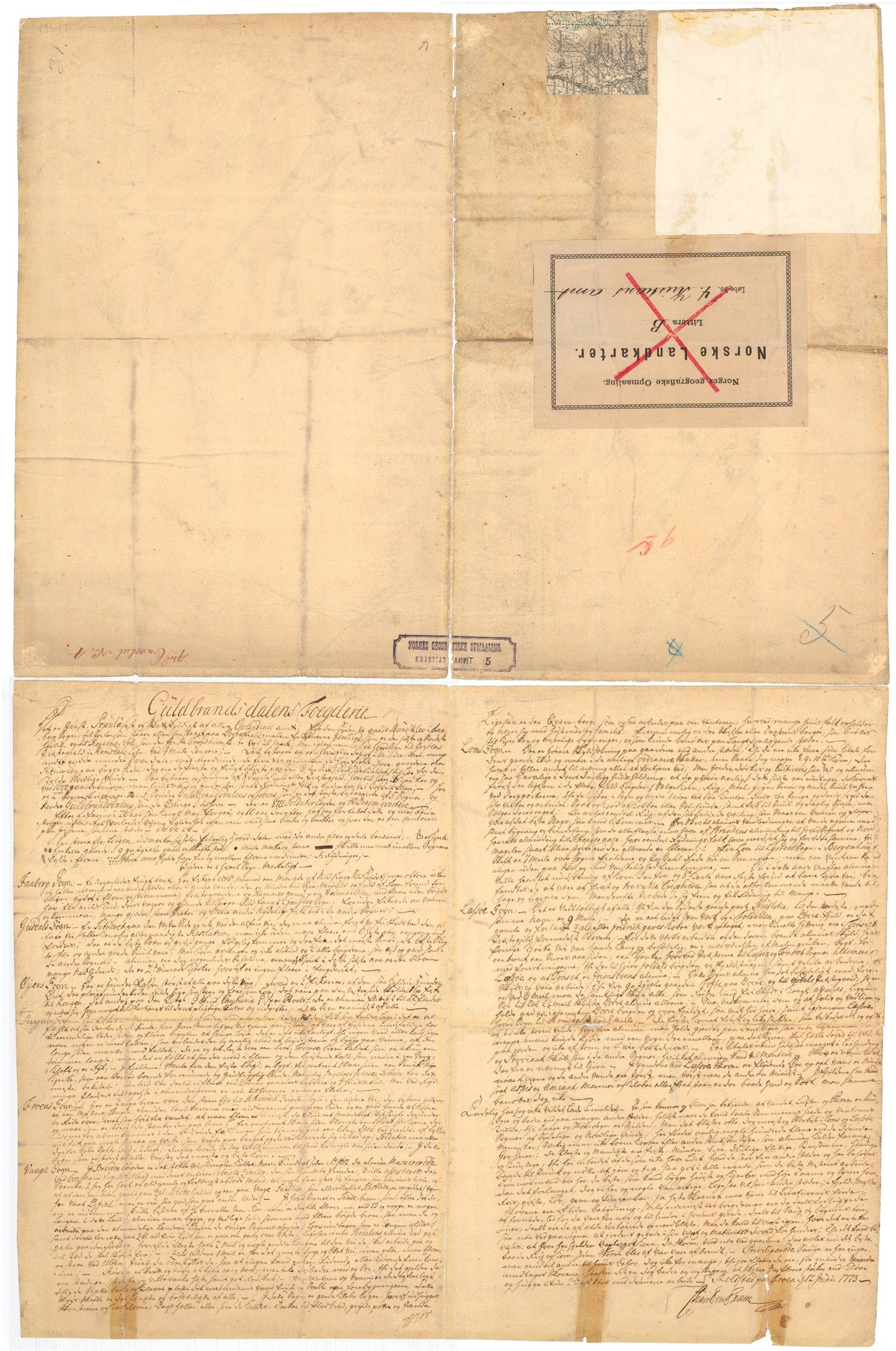 Kristians amt nr 5-baksiden: Rids af Gudbrandsdalens Fogderi: Oppland