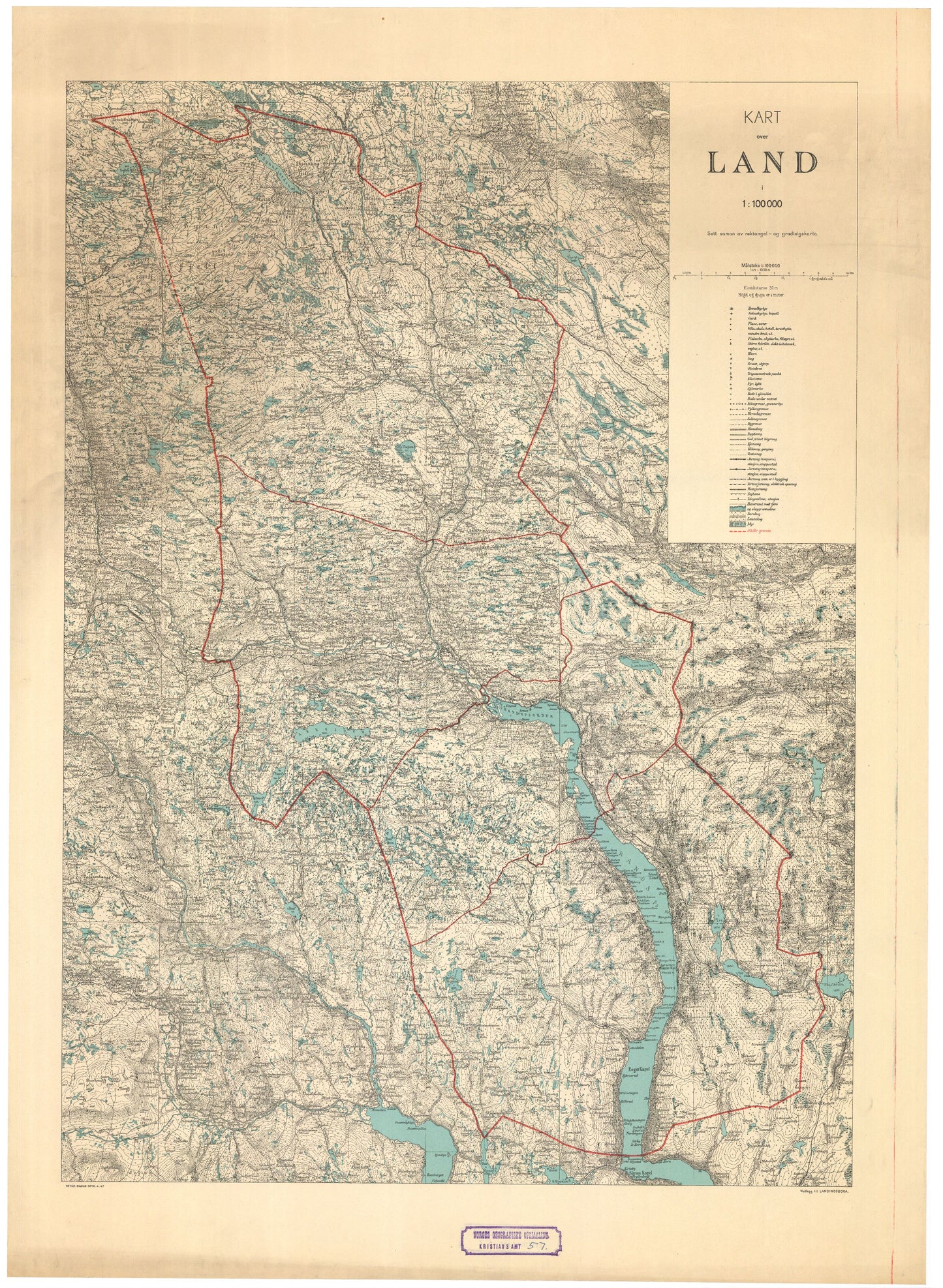 Kristians-amt nr 57: Kart over Land: Oppland
