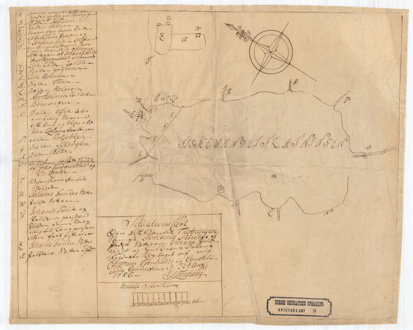 Kristians amt nr 8: Situationskart over Fiskevandet Flatningen: Oppland