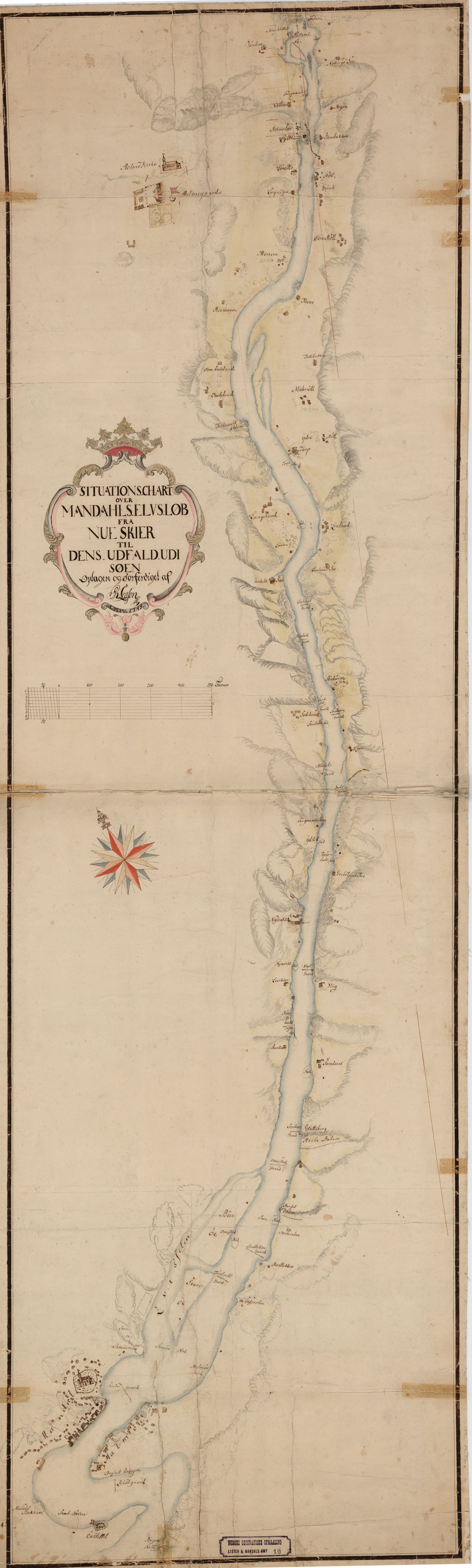 Lister og Mandals amt nr 10: Situations Chart over Mandahlselvs Løb: Vest-Agder