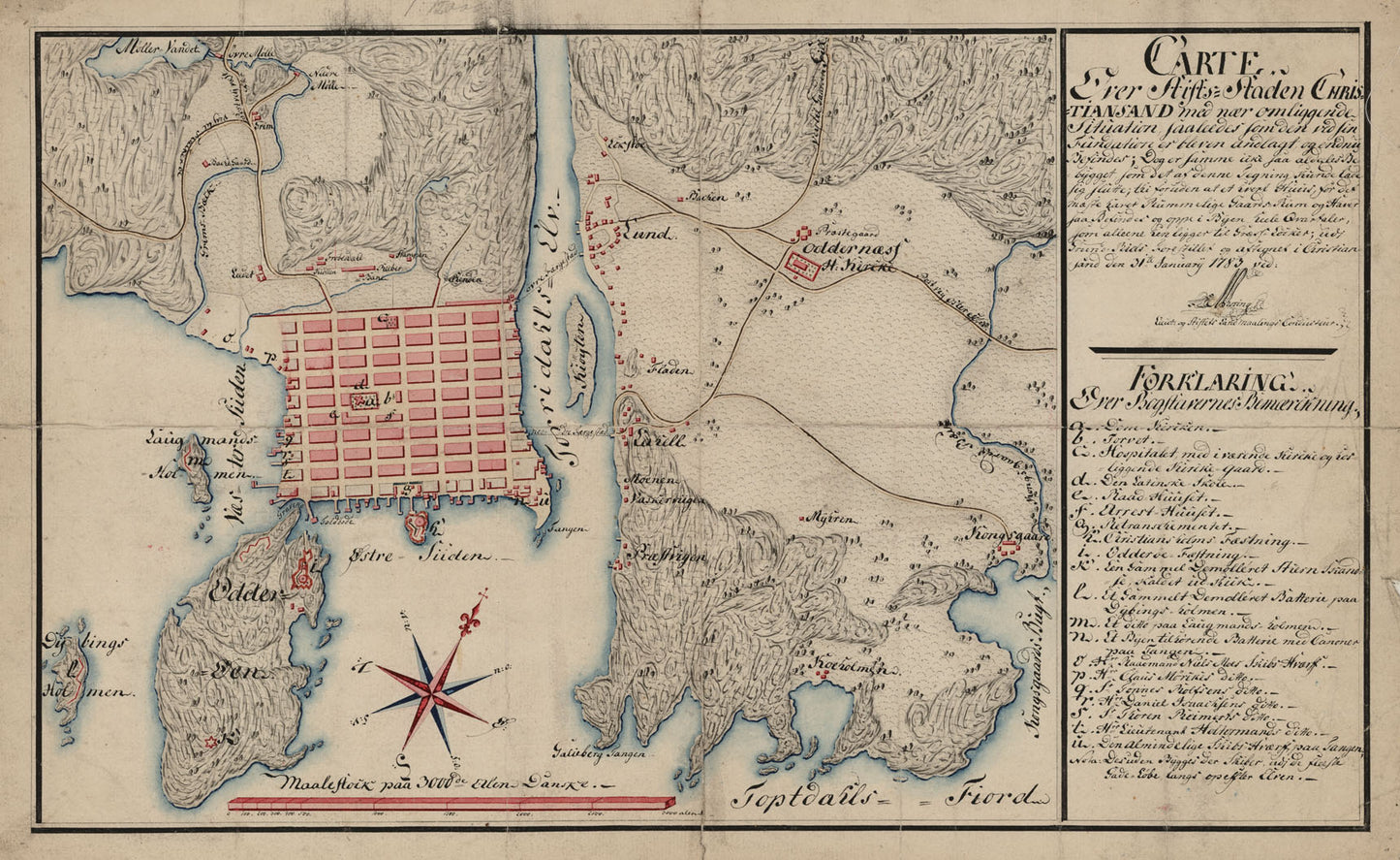 Lister og Mandals amt nr 18: Carte over Stifts-Staden Christiansand: Vest-Agder