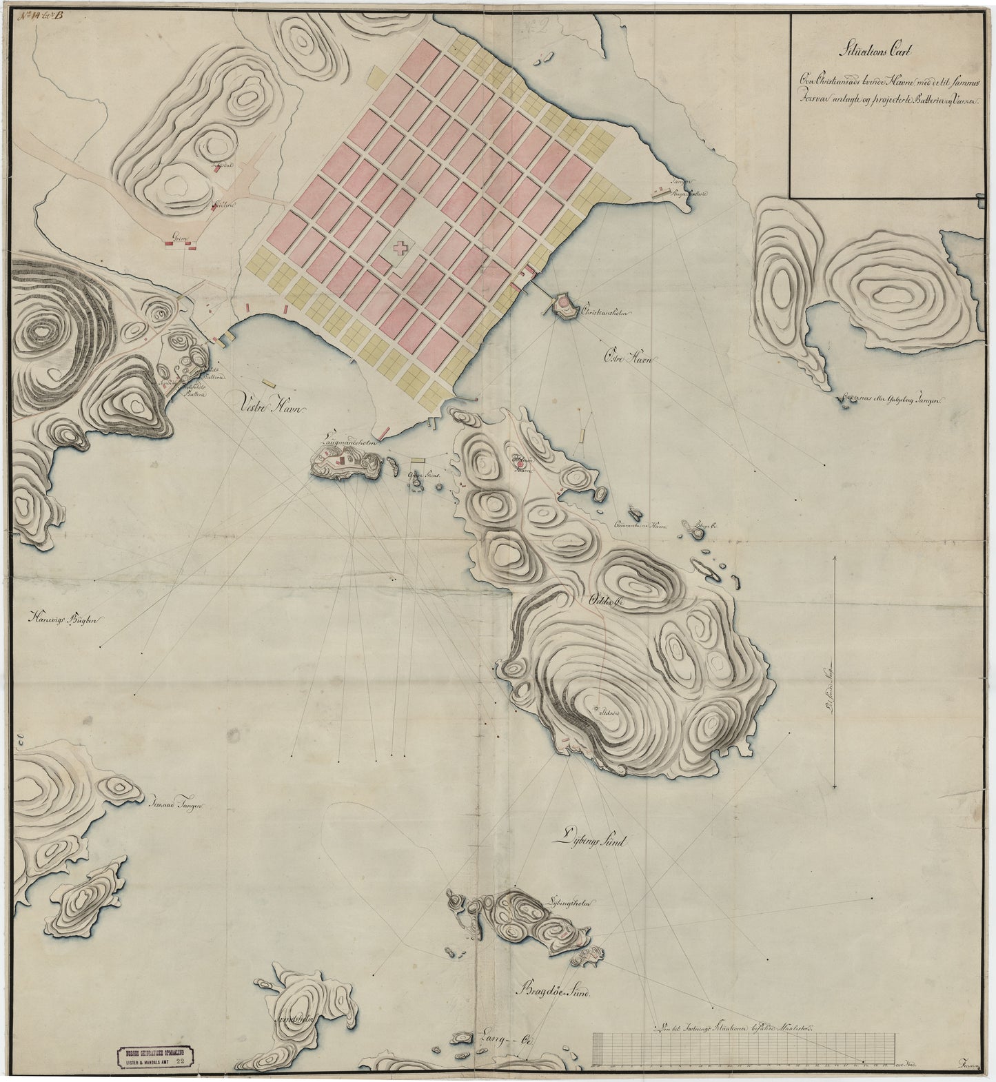 Lister og Mandals amt nr 22: Situations Plan over Christiansands tvende Havne: Vest-Agder