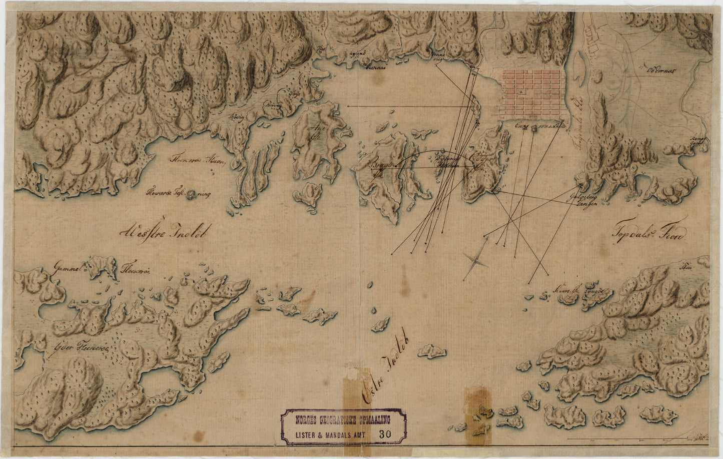 Lister og Mandals amt nr 30: Cart over Christianssand og Indløbet dertil: Vest-Agder