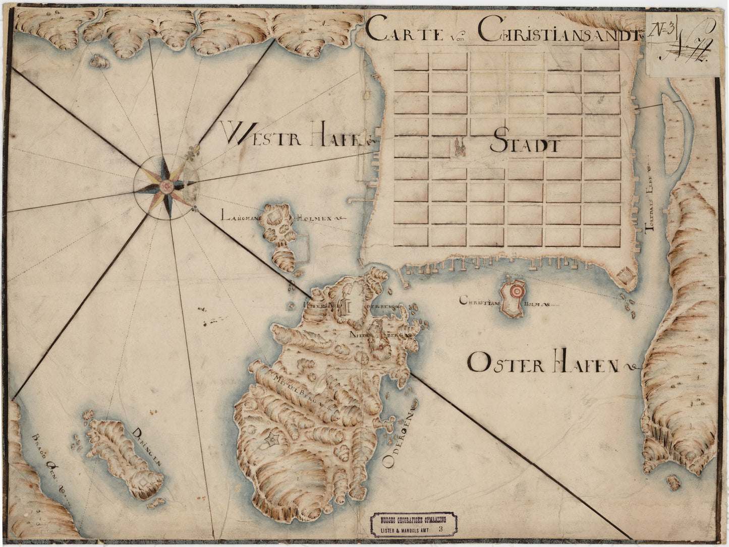 Lister og Mandals amt nr 3: Carte von Christiansandt Stadt: Vest-Agder