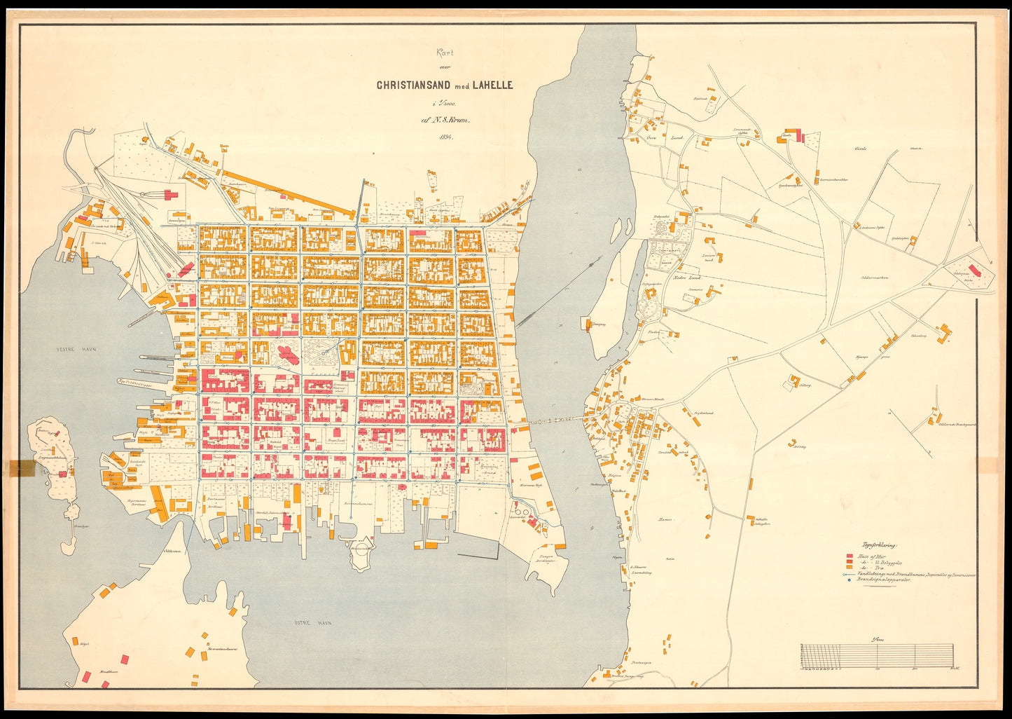 Lister og Mandals amt nr 48: Kart over Christiansand med Lahelle: Vest-Agder