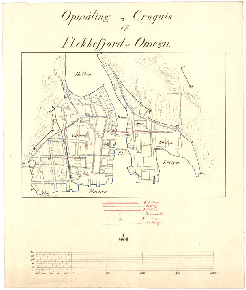 Lister og Mandals amt nr 50. Opmåling og Croquis af Flekkefjord og Omegn: Vest-Agder