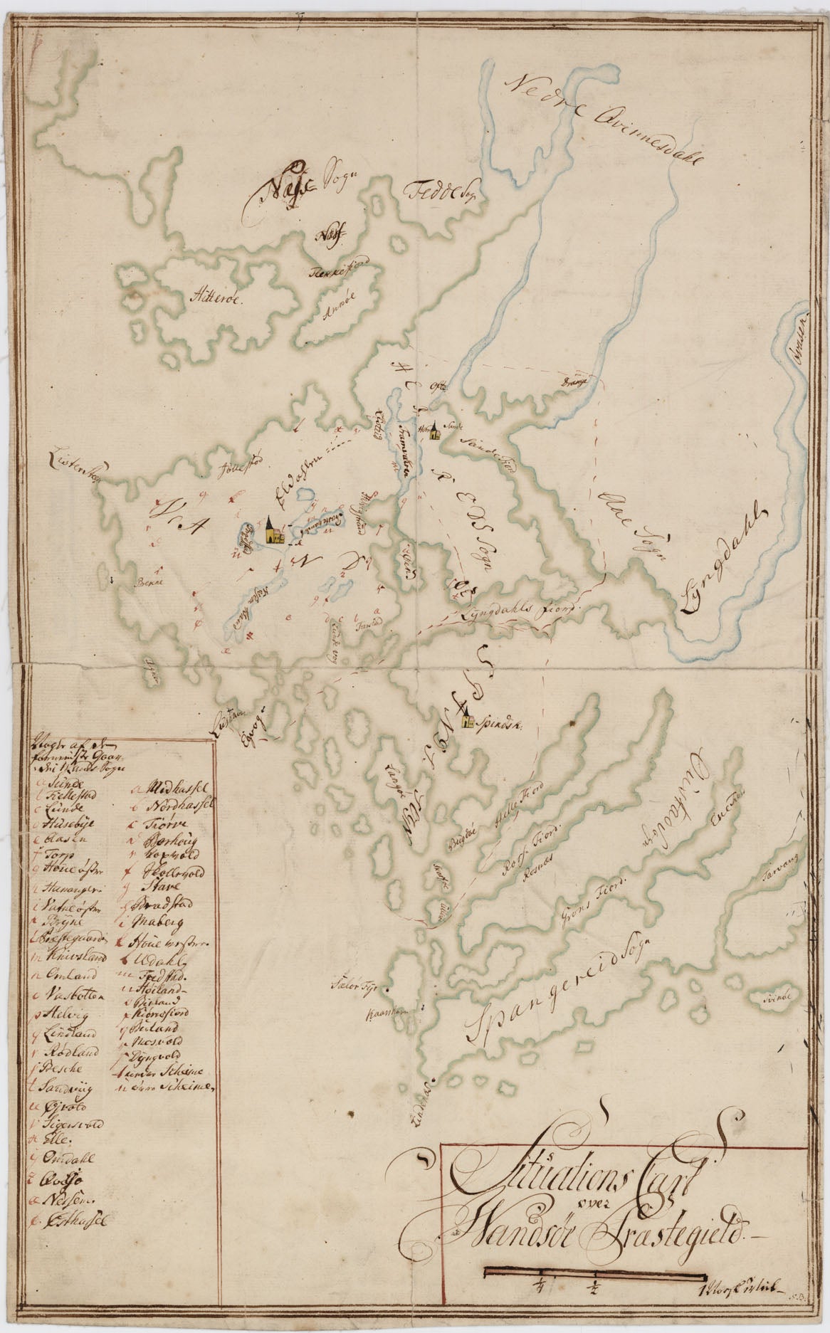 Lister og Mandals amt nr 6: Situations Cart over Wandsøe Præstegield: Vest-Agder