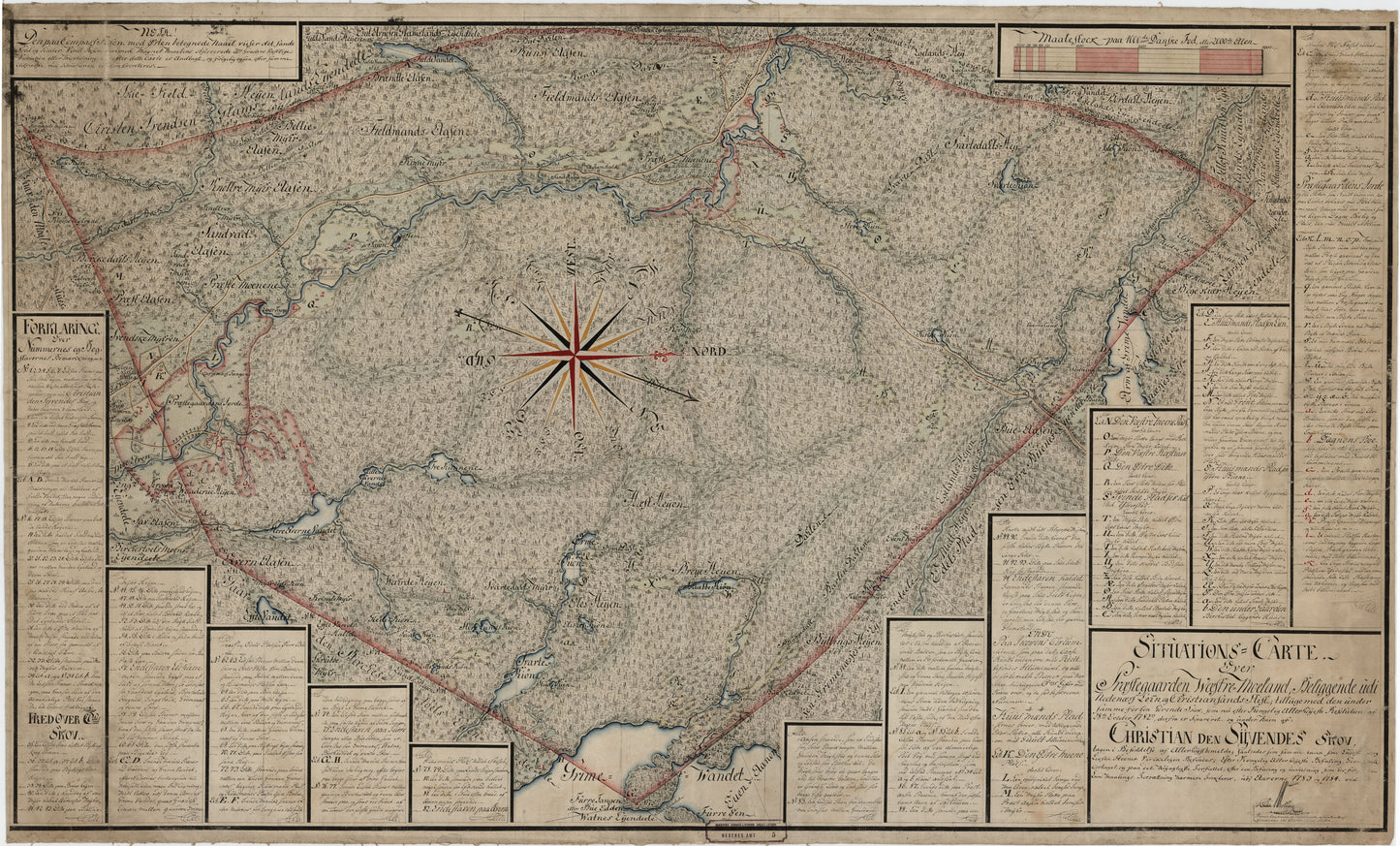 Nedenes amt nr 5: Situations Carte over Præstegaarden Wæstre Moland: Aust-Agder