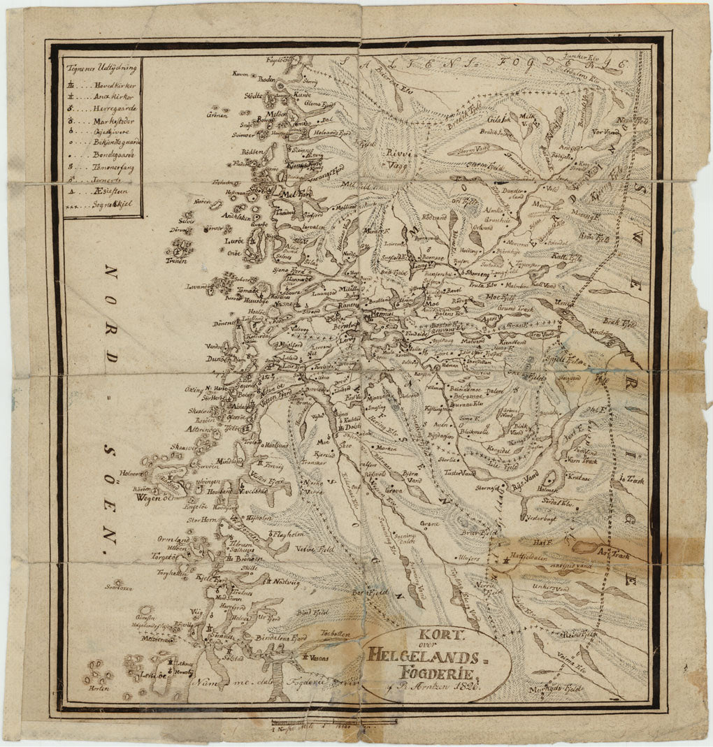 Nordlands amt nr 10: Kart over Helgelands Fogderi: Nordland
