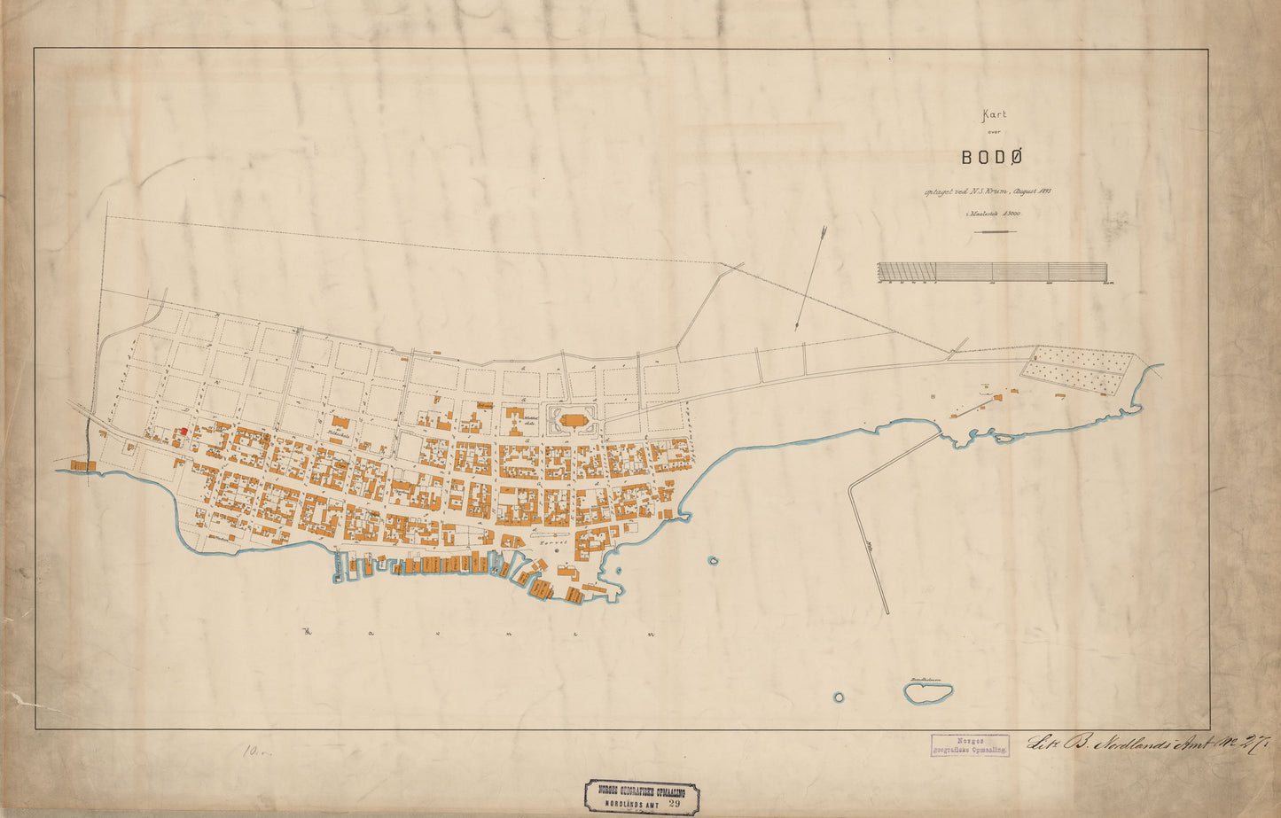 Nordlands amt nr 29: Kart over Bodø: Nordland