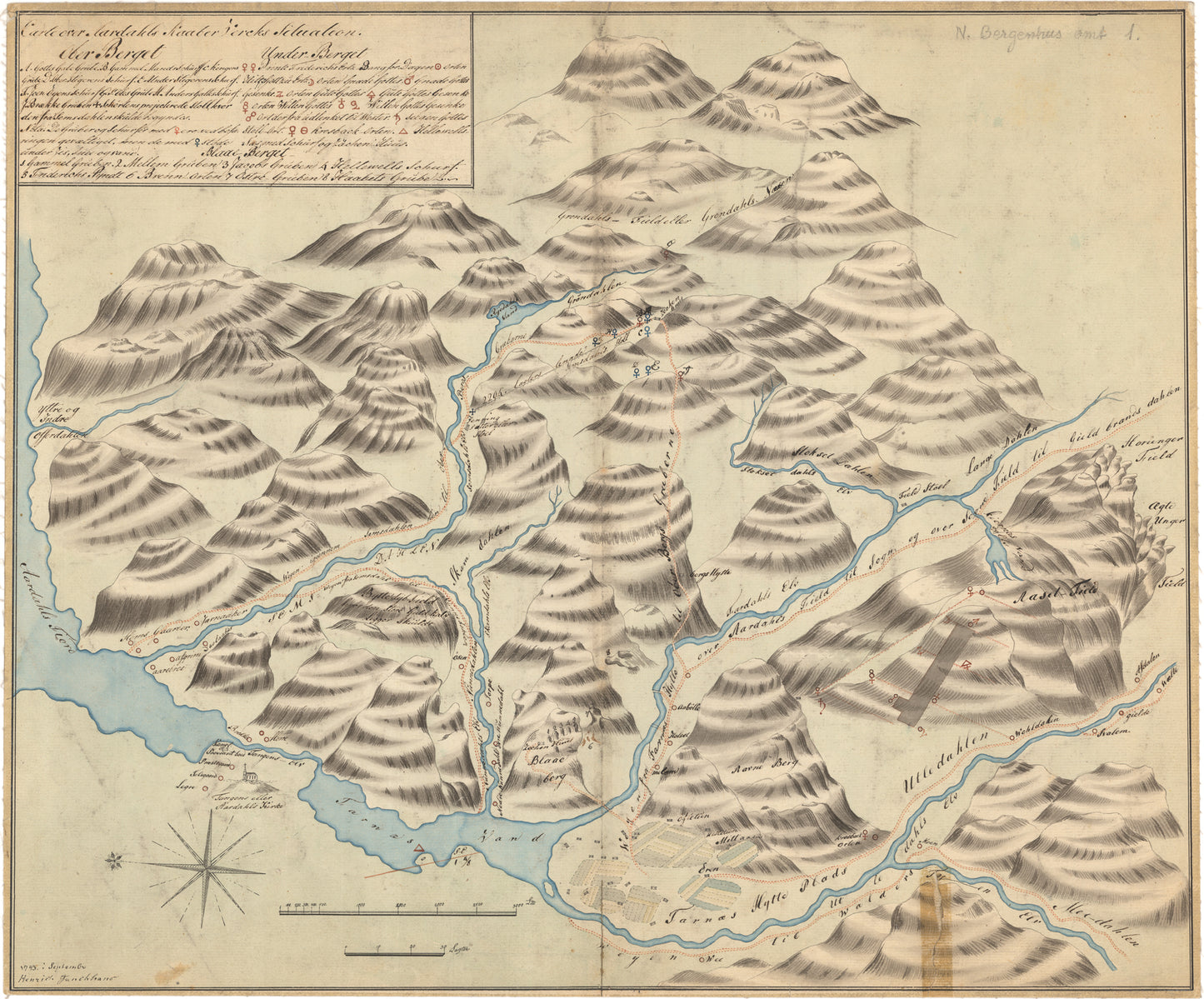Nordre Bergenhus amt nr 1: Carte over Aardahls Kaaber Vercks Situation: Sogn og Fjordane