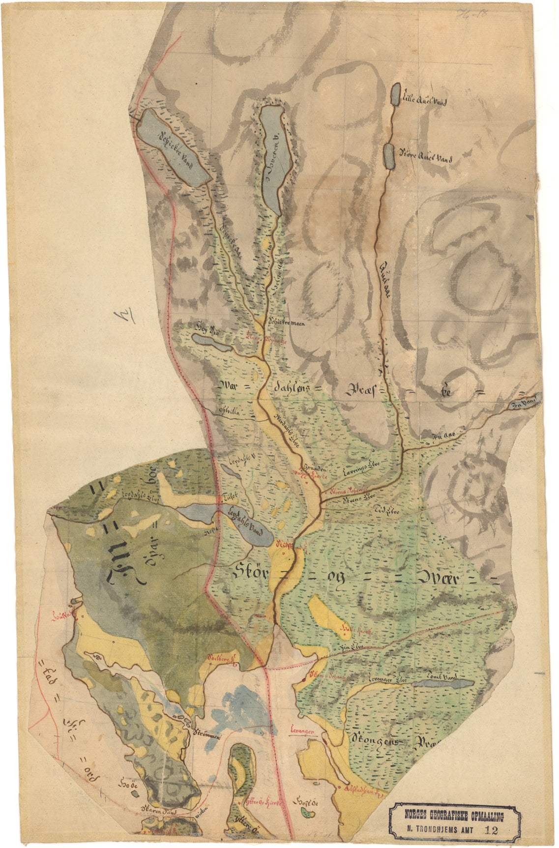 Nordre Trondhjems amt nr 12: Kart over Wærdalen: Nord-Trøndelag