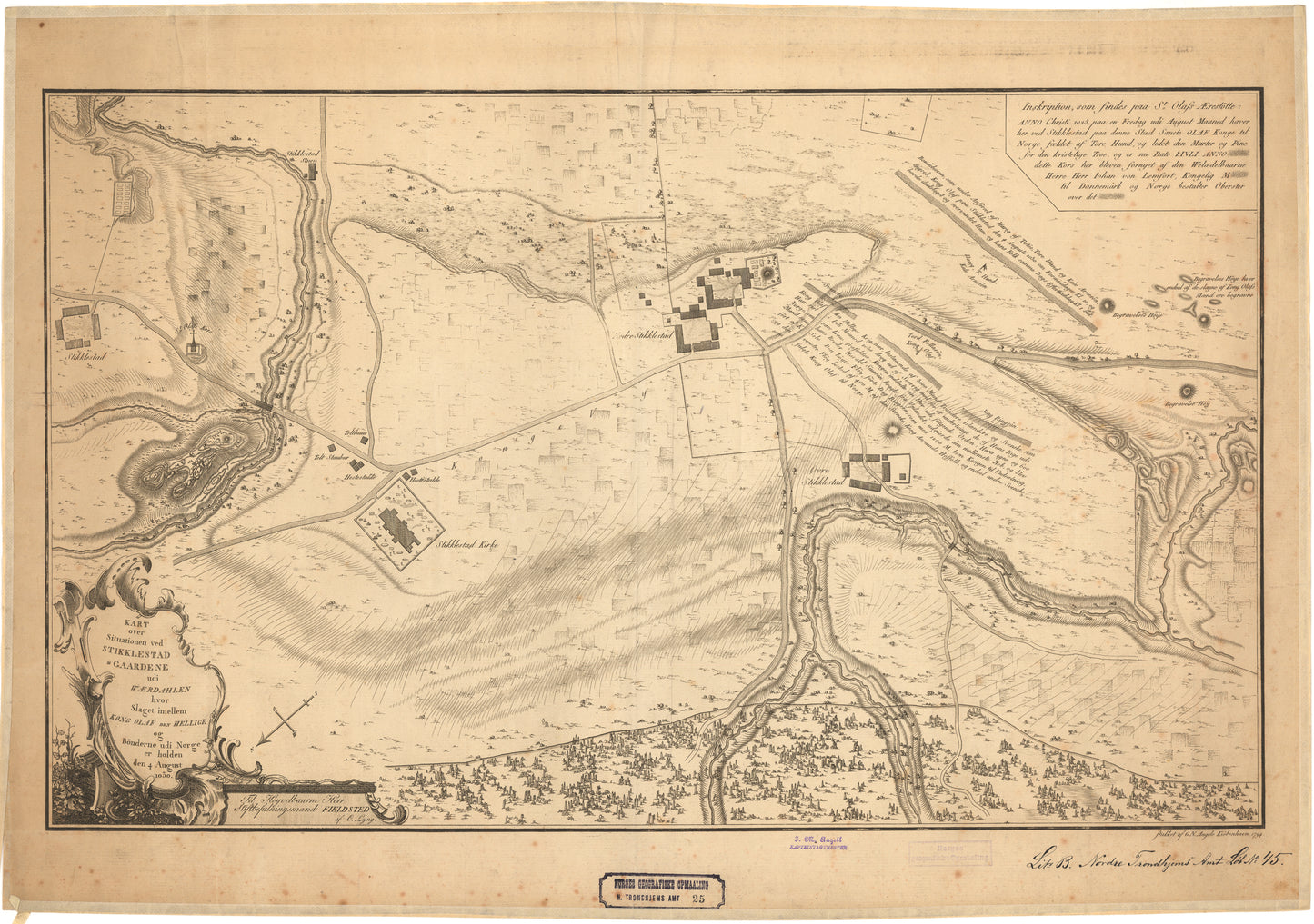 Nordre Trondhjems amt nr 25: Kart over Situationen ved Stiklestad-Gaarden udi Wærdalen: Nord-Trøndelag