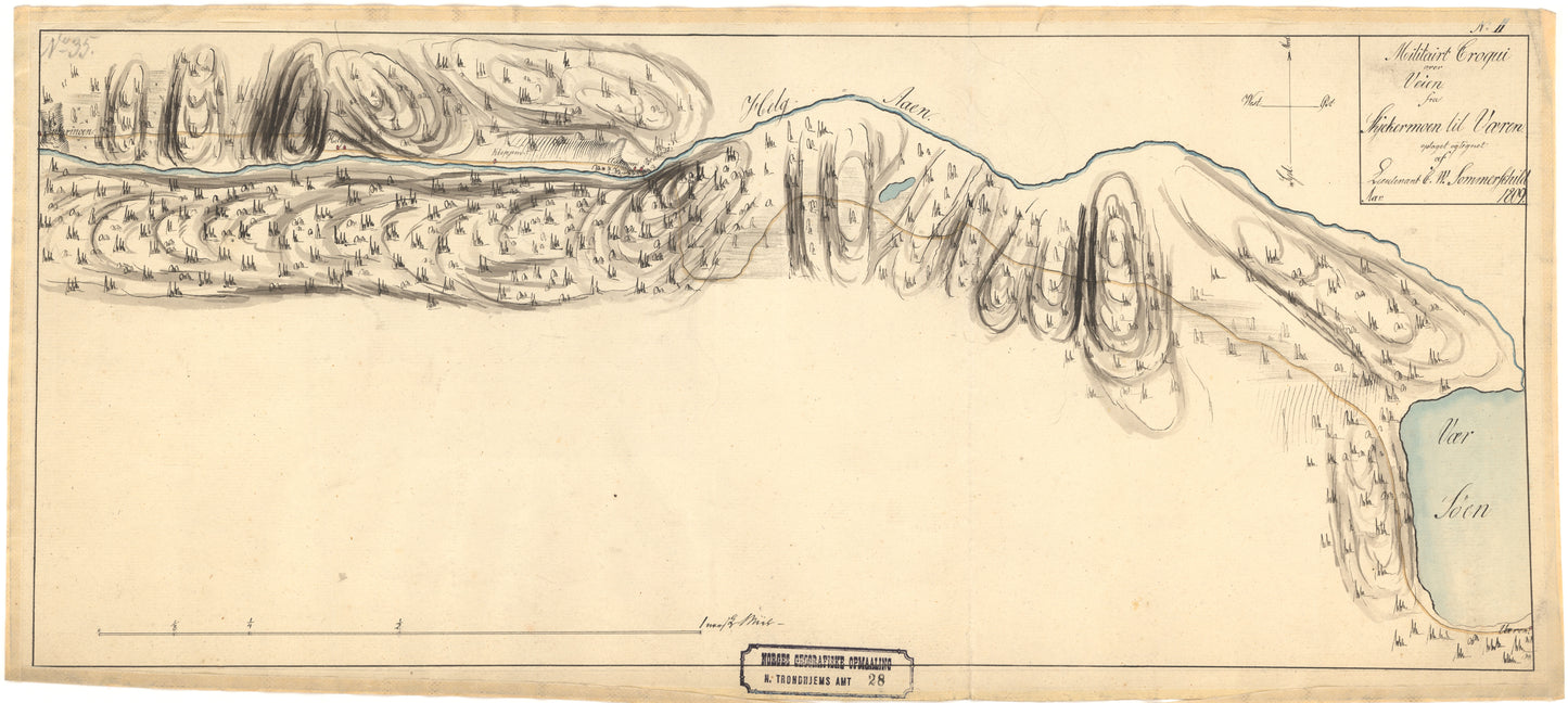 Nordre Trondhjems amt nr 28-2: Militairt Croquis over Veien fra Værdalsøren til Skjekermoen og fra Skjekermoen til Væren: Nord-Trøndelag