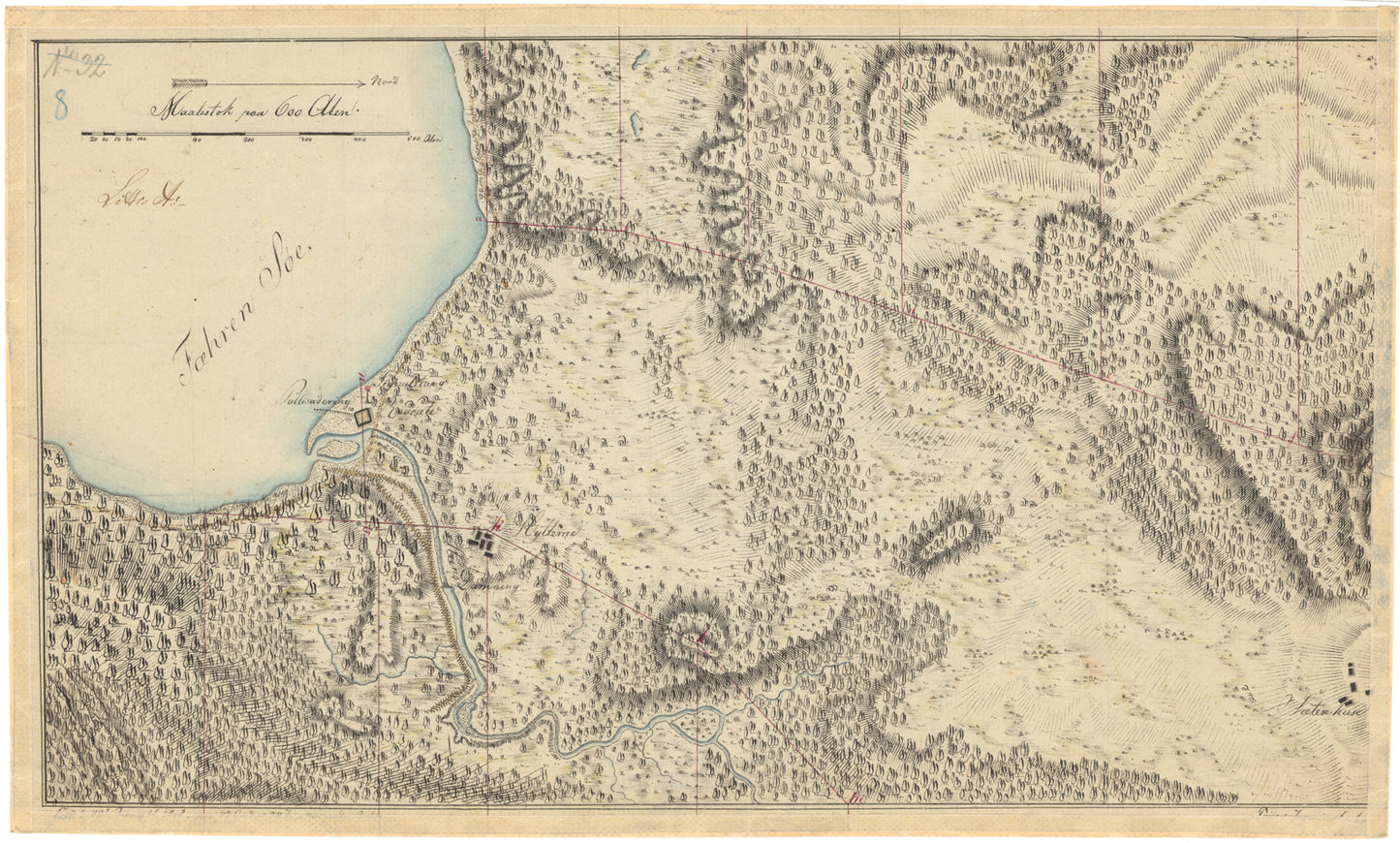 Nordre Tronhjems amt nr 31-2: Kart over Terrænget nord Fæhren Søe: Nord-Trøndelag