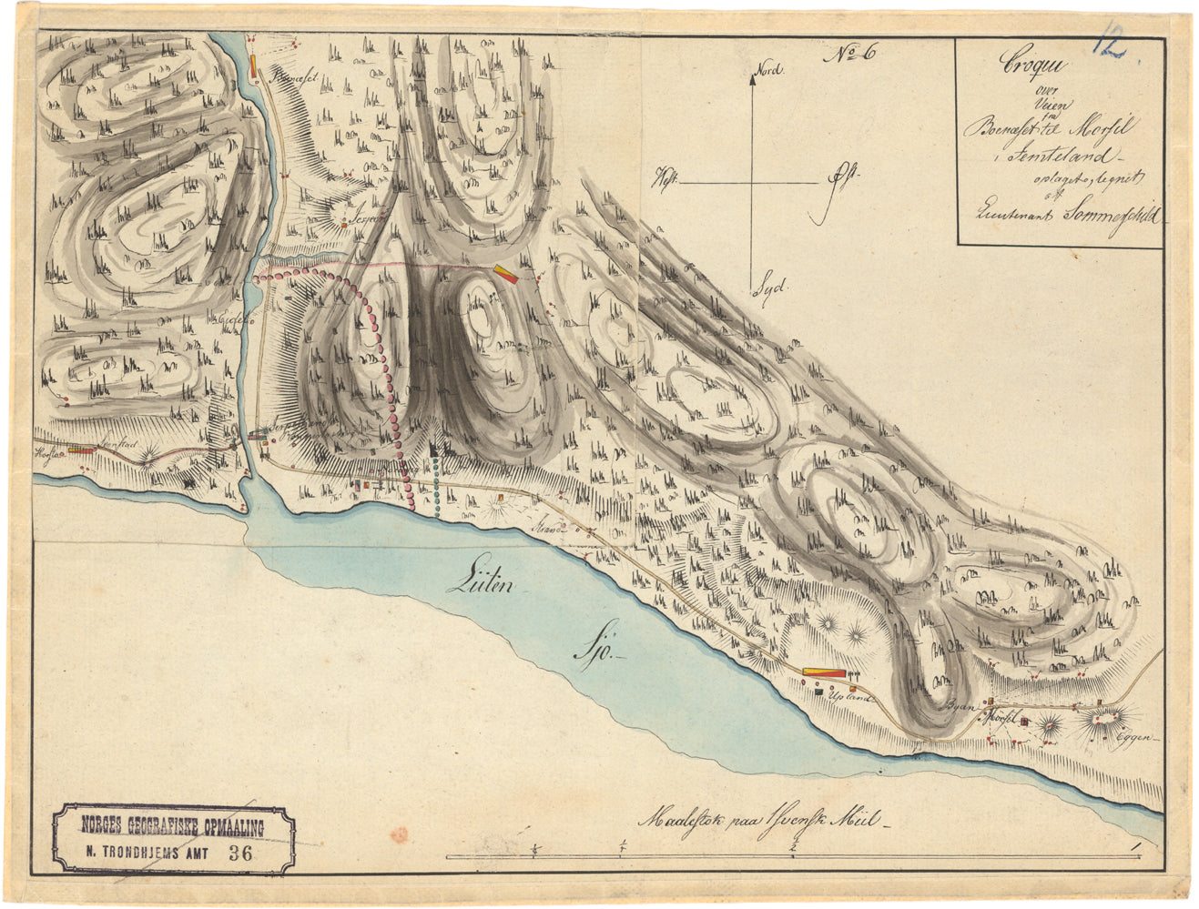 Nordre Trondhjems amt nr 36-1a: Croqui over Veien fra Boenæsset til Mørsil i Jemteland: Nord-Trøndelag