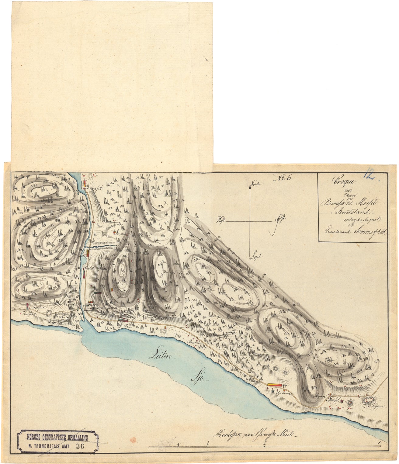 Nordre Trondhjems amt nr 36-1b: Croqui over Veien fra Boenæsset til Mørsil i Jemteland: Nord-Trøndelag