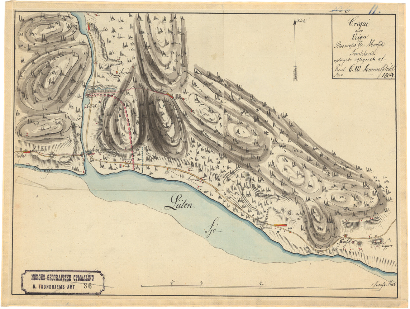 Nordre Trondhjems amt nr 36-2a: Croqui over Veien fra Boenæsset til Mørsil i Jemteland: Nord-Trøndelag